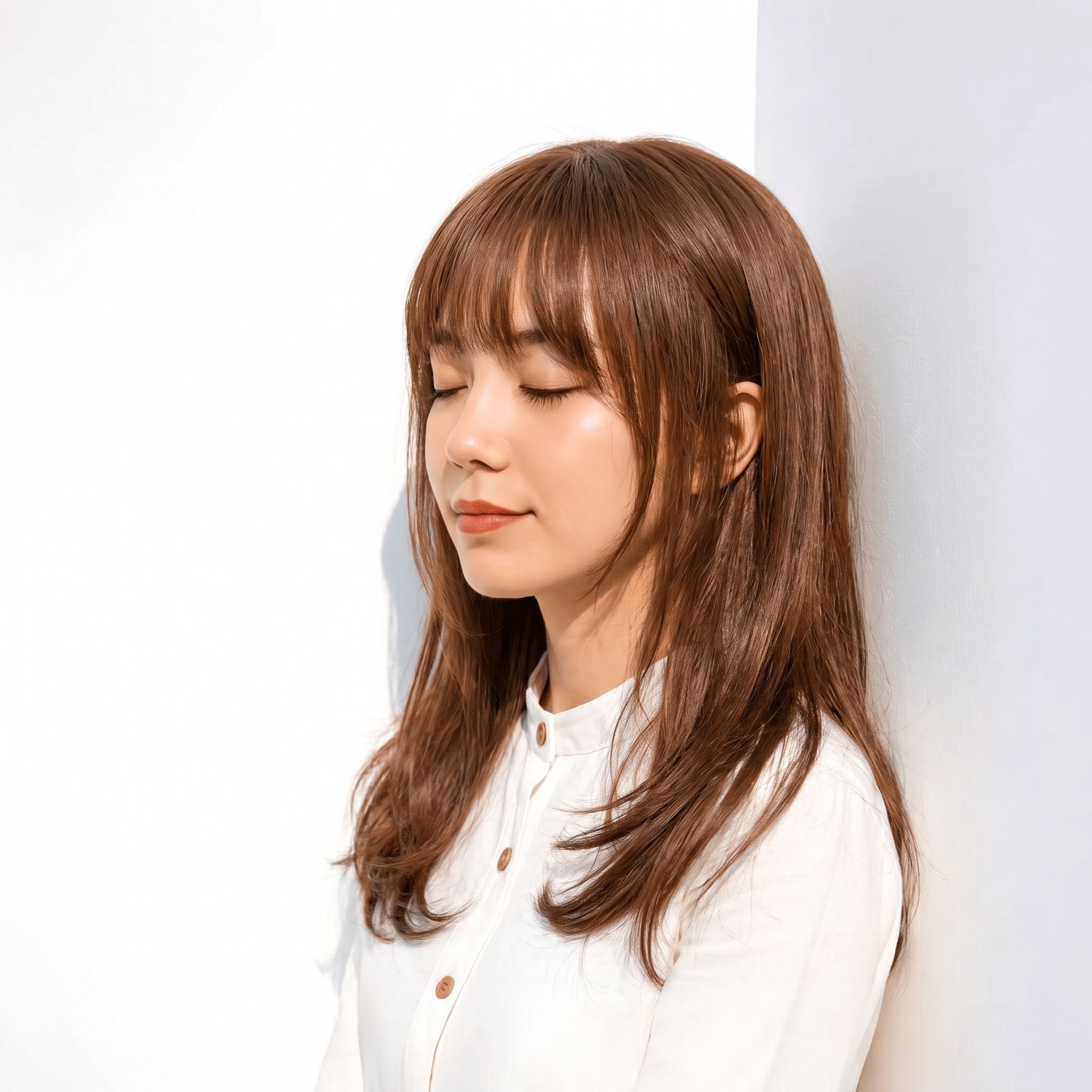 13. ココアブラウン×レイヤーロング: 赤みを含む明るめブラウンでロングが華やかになる