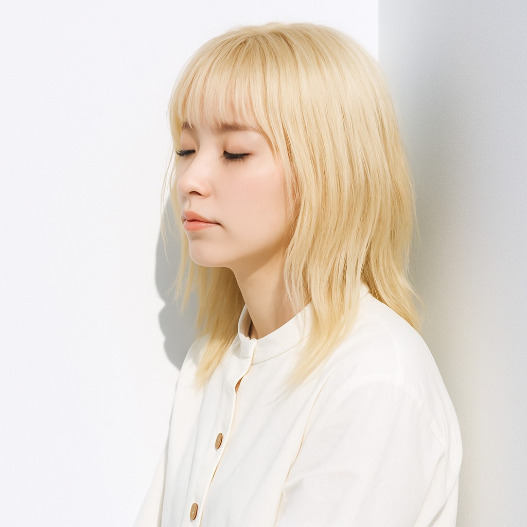 13. プラチナブロンド×ホワイトカラー：品よく軽やかに映る洗練カラー