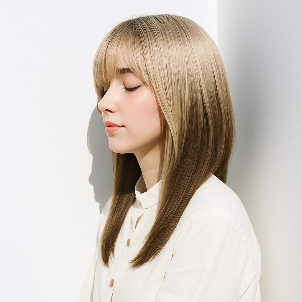 13. ホワイトベージュ×グラデーション：自然なグラデが上品なツヤを演出