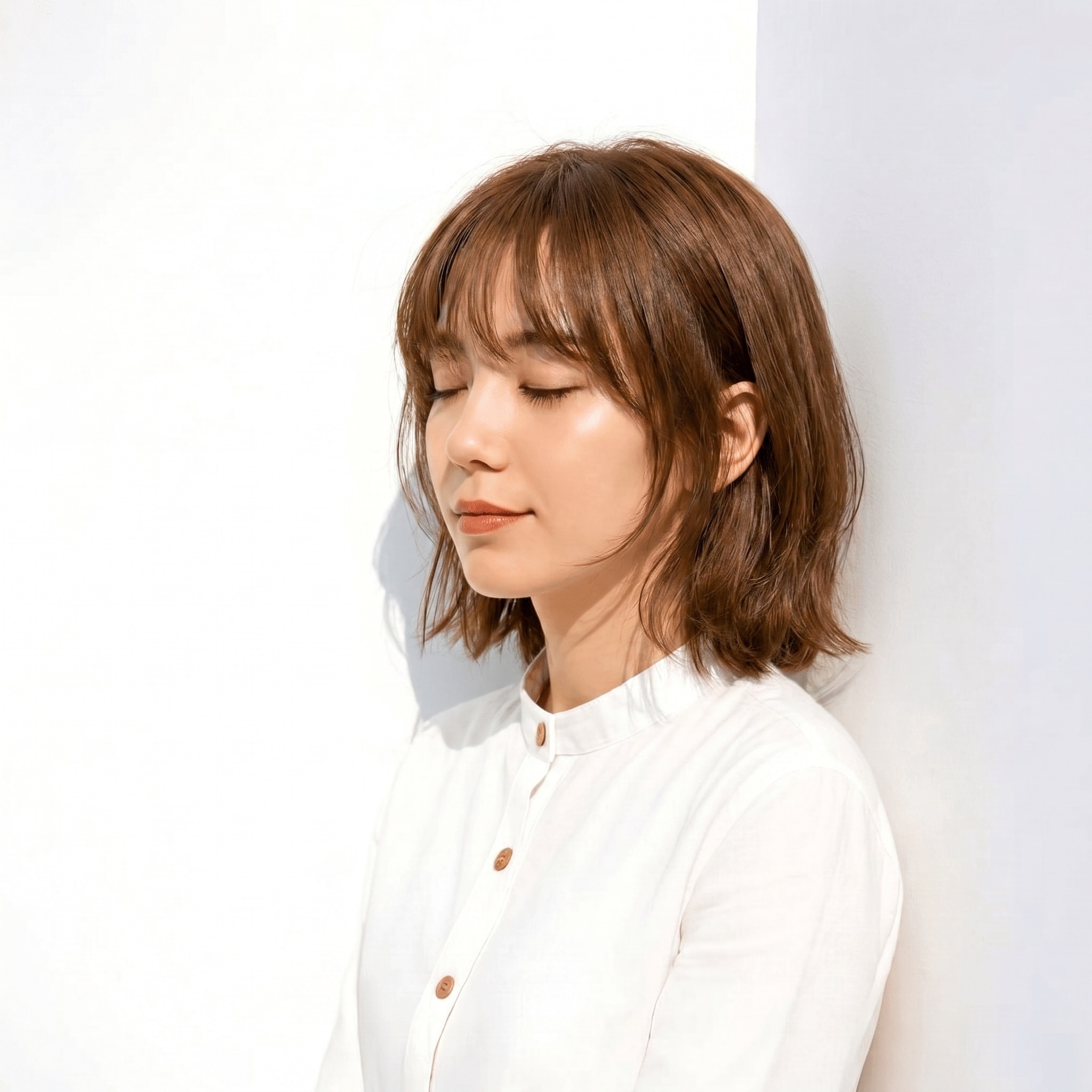 13. マロンベージュ×波ウェーブ: 柔らかい印象を狙うナチュラルなヘアカラー