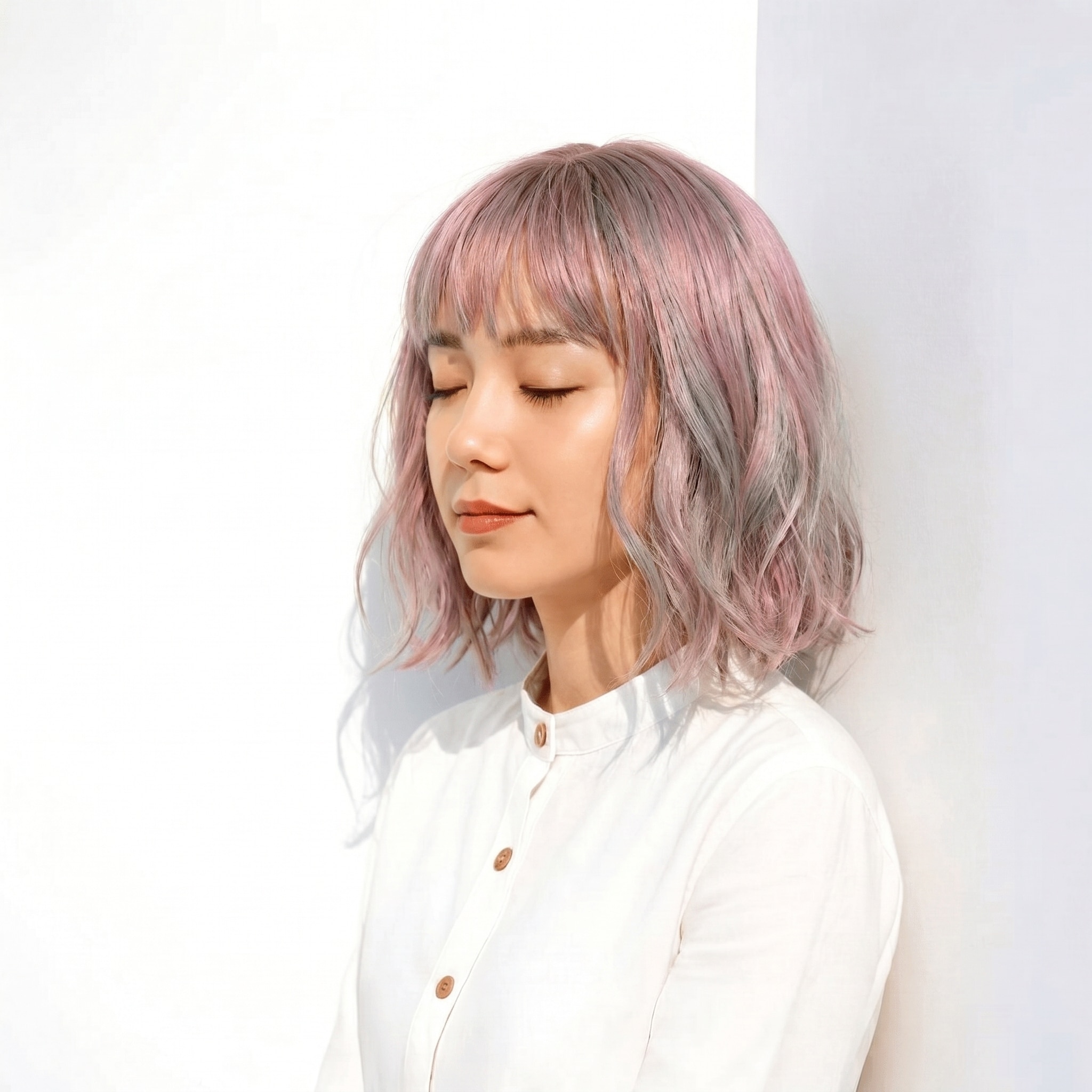 13. ユニコーンカラー×丸みボブ: 落ち着いたトーンで、上品さと今っぽさを両立