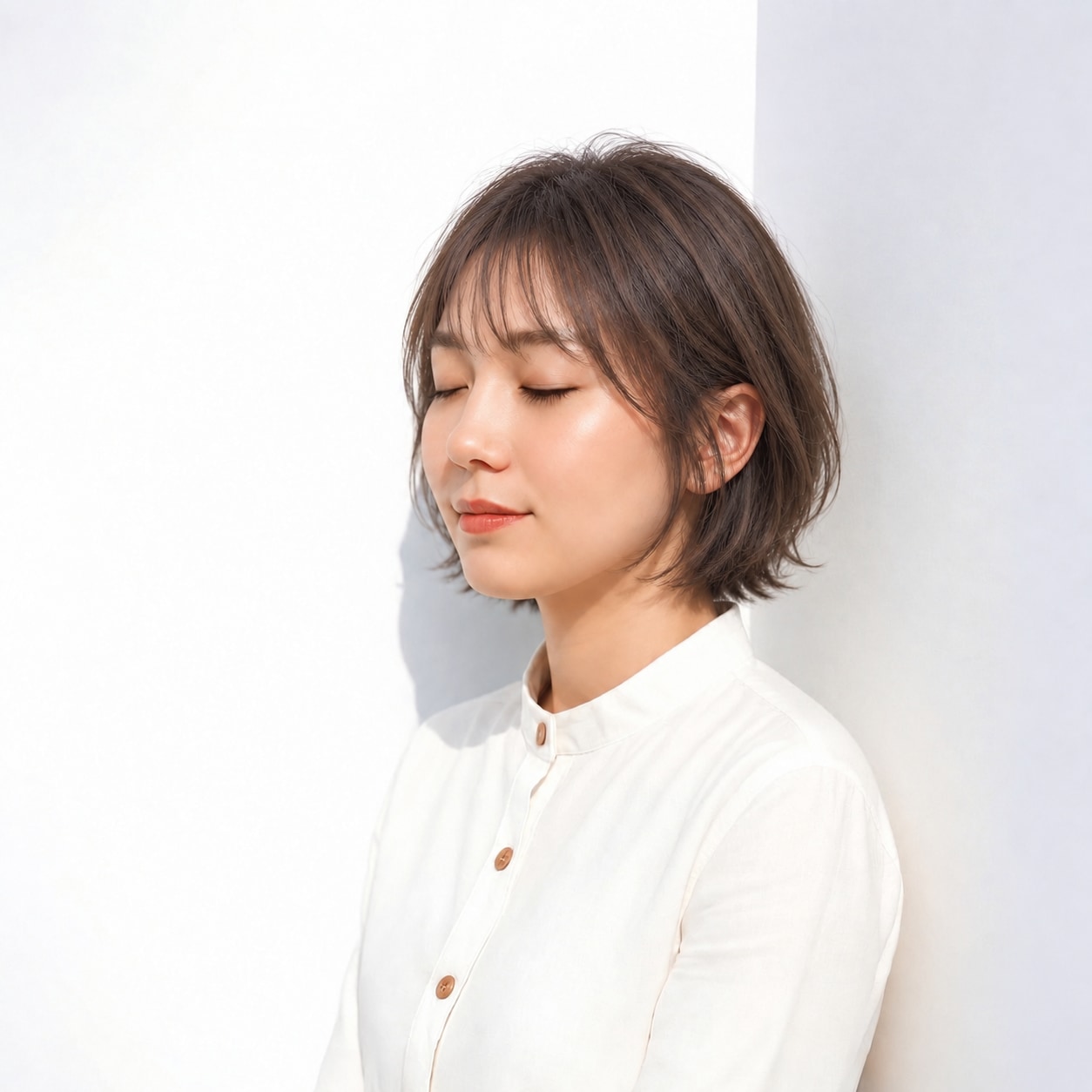 13. レイヤーボブ × ブラウン：表面の動きでふんわり軽く