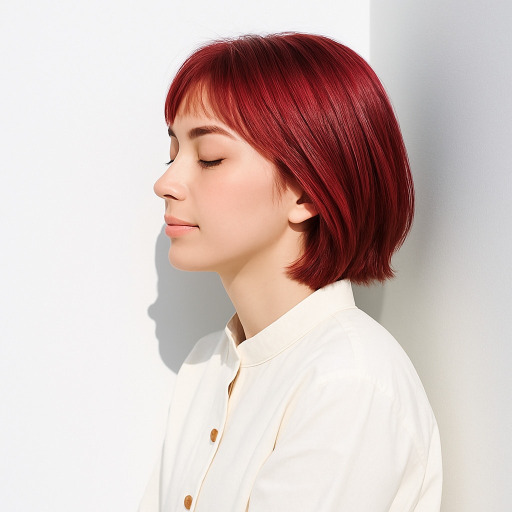 13. ローズピンク×ツヤ感：顔まわりに抜け感をプラス