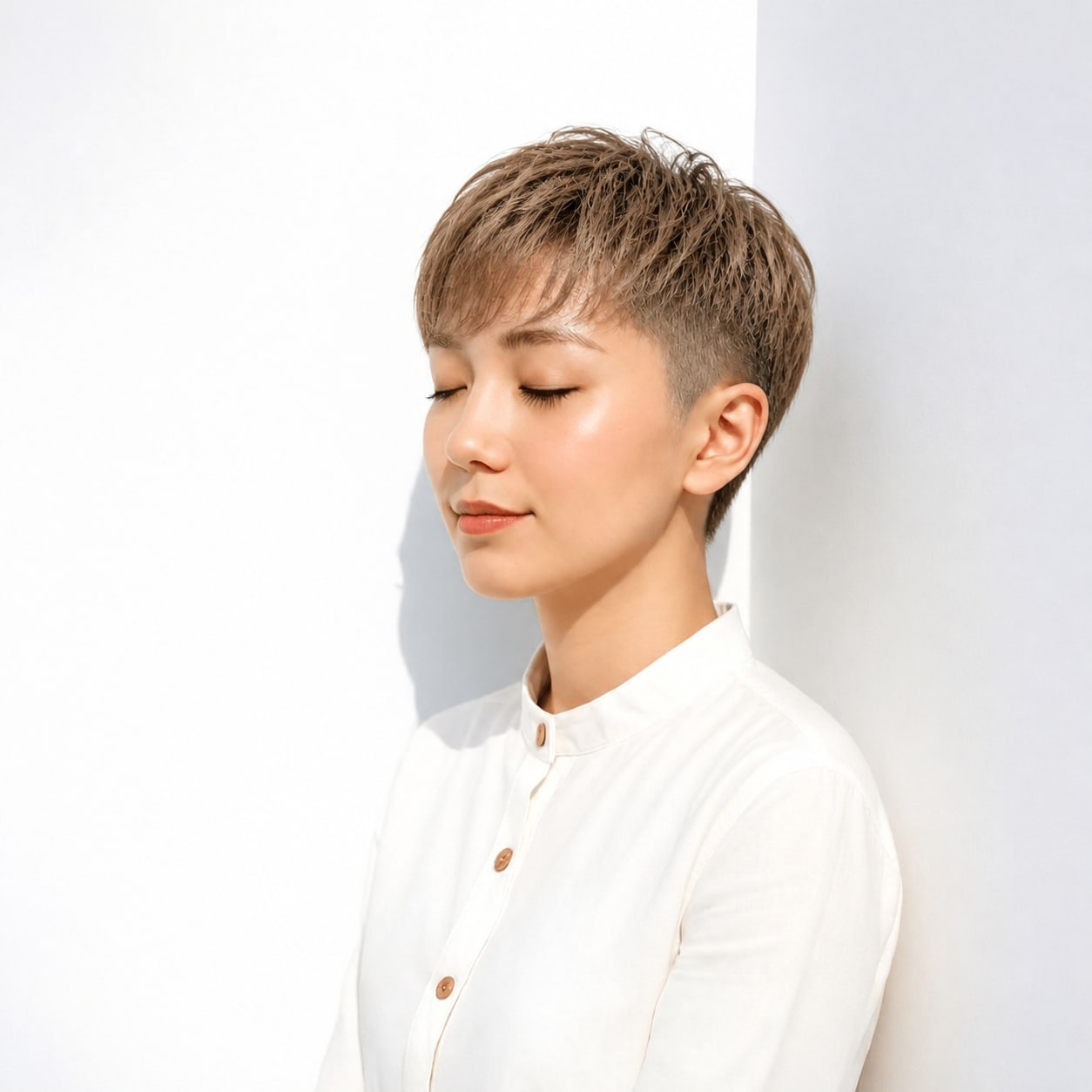 13. 刈り上げショート × ウェーブトップ：ふんわり華やか