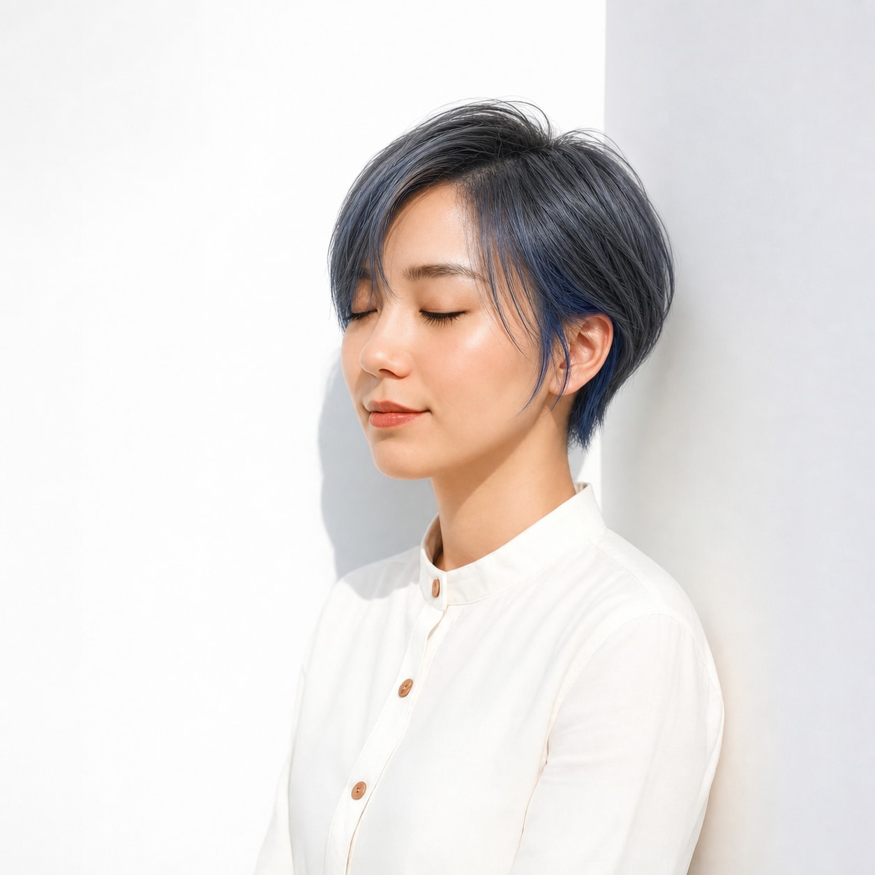 14. くすみブルー×ショート: 毛先の青みでさりげなく個性が出る