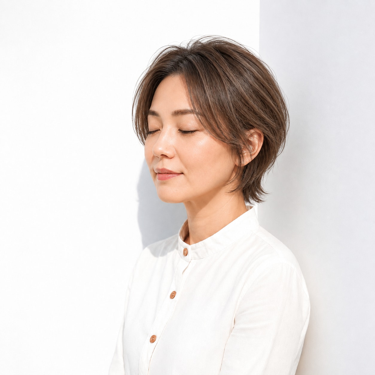 14. ウルフボブ × 顔まわりレイヤー：顔の近くに動きが集まり、長いえり足との段差が映えます