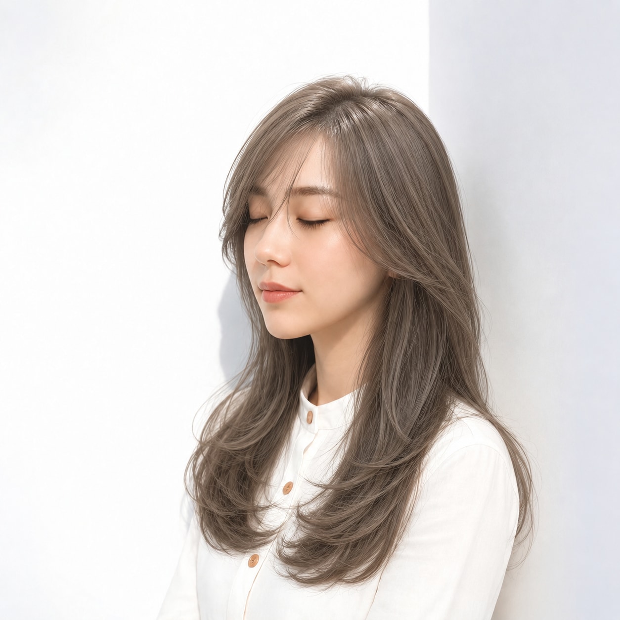 9. サイドパートロング × 大きな内巻き：優雅な大人ヘア