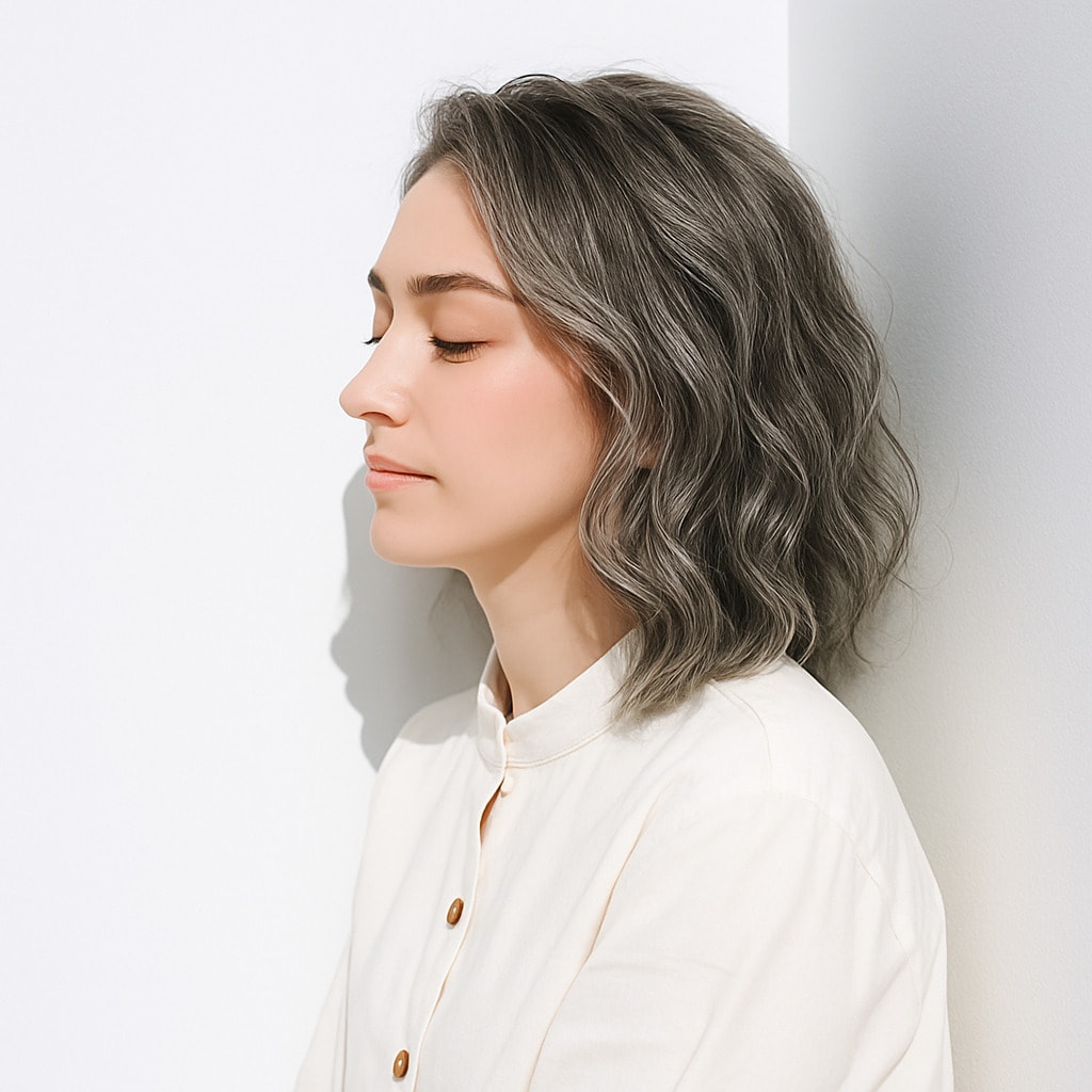 14. シルバーベージュ×上品：肌を透かすような柔らかさが心地よい