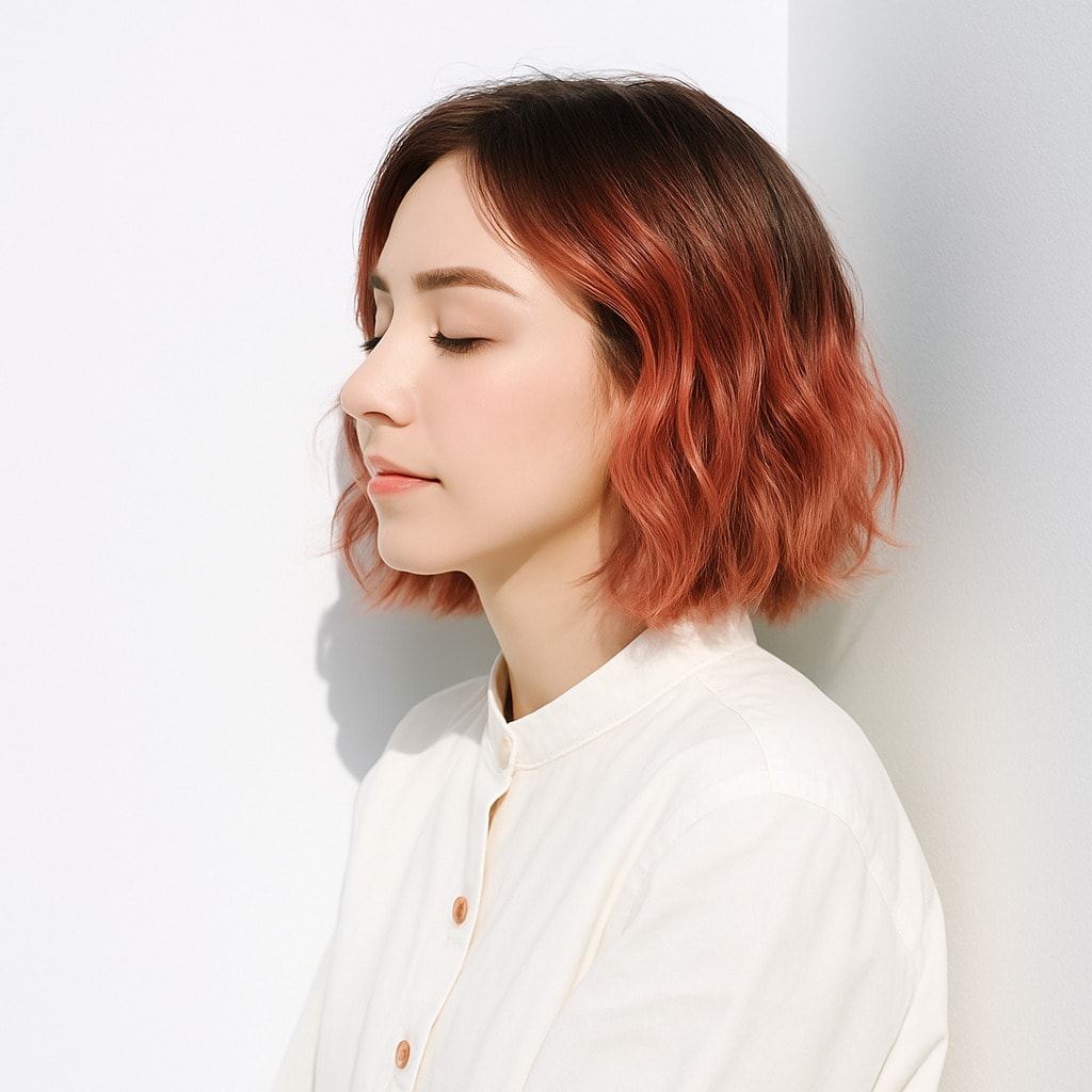 14. ピンクオレンジ×グラデーション：大人らしさを引き立てる色合い