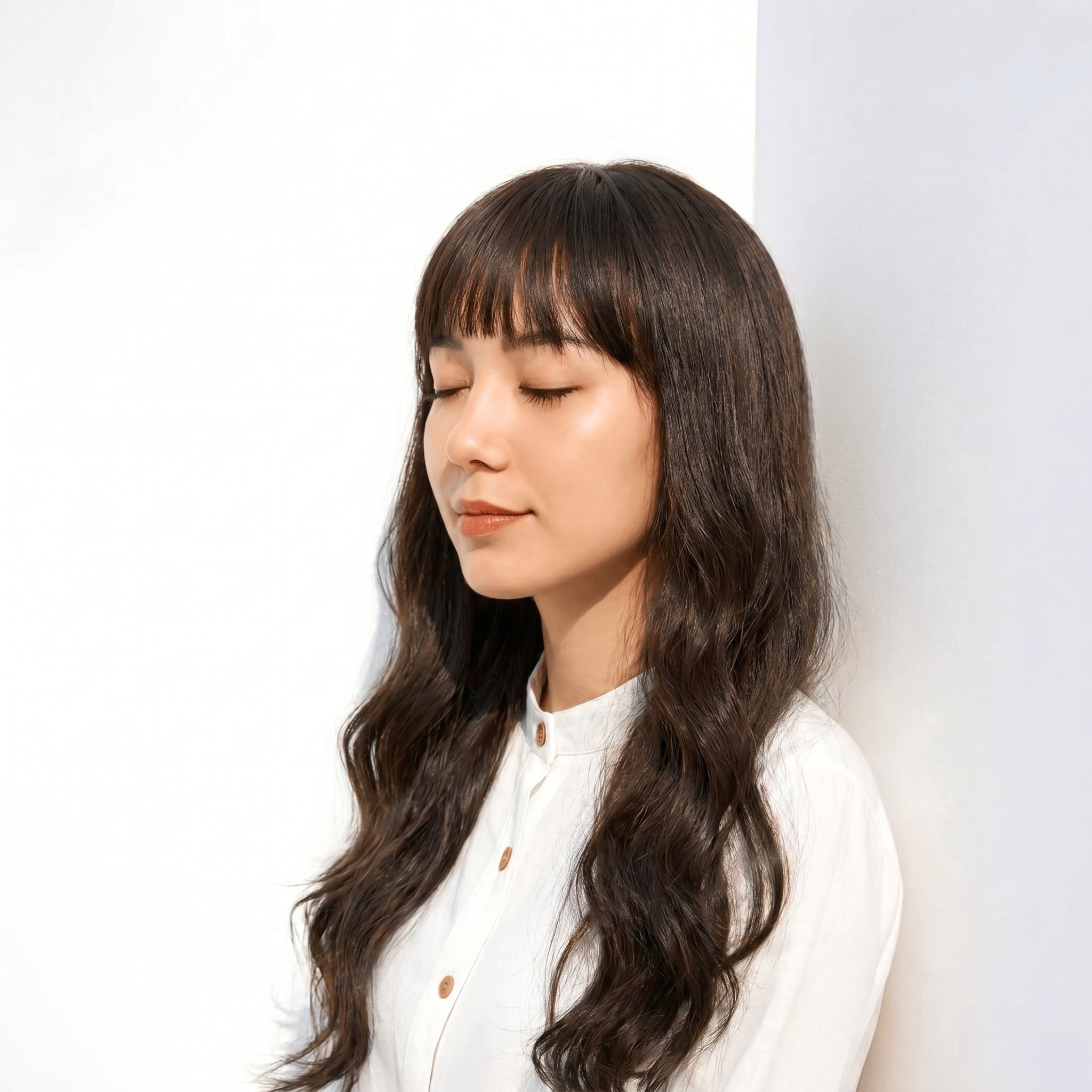 14. ブリーチなしグレーアッシュ×大人シック: ゆるいS字ウェーブで落ち着きを演出