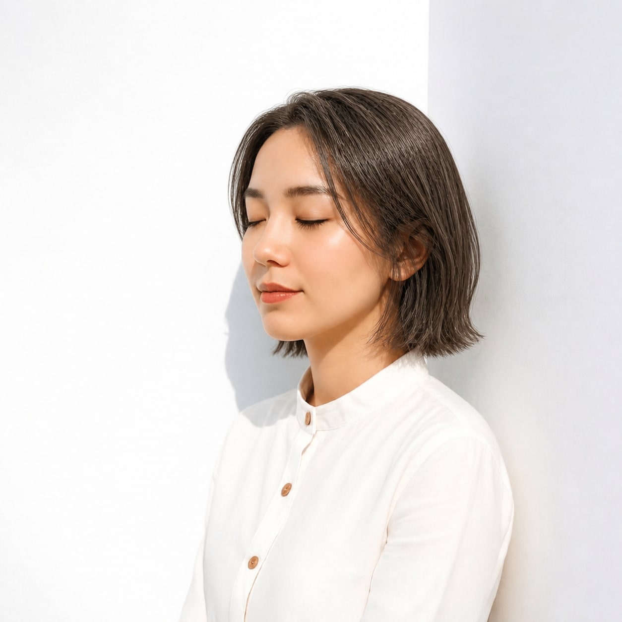 14. 外ハネボブ × 前髪なし × 耳かけ：短めボブを軽快に