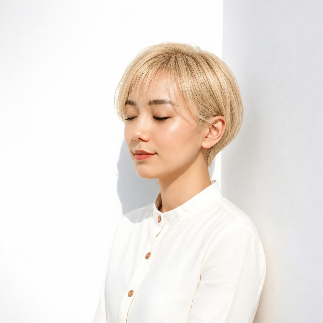 14. 金髪ショート × コンパクトマッシュ：すっきり個性的に