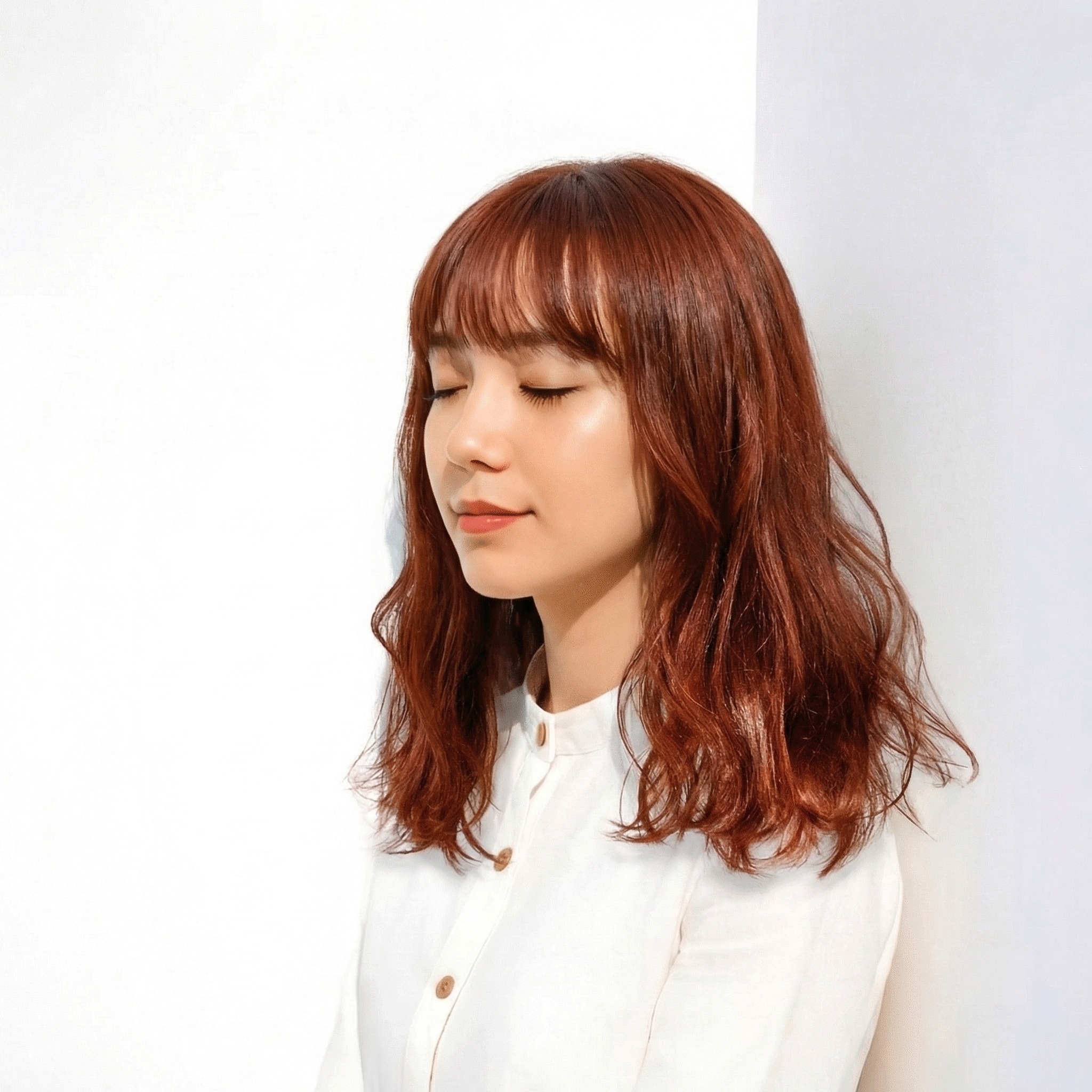 14._セミロング_上品カール_ピンクブラウン