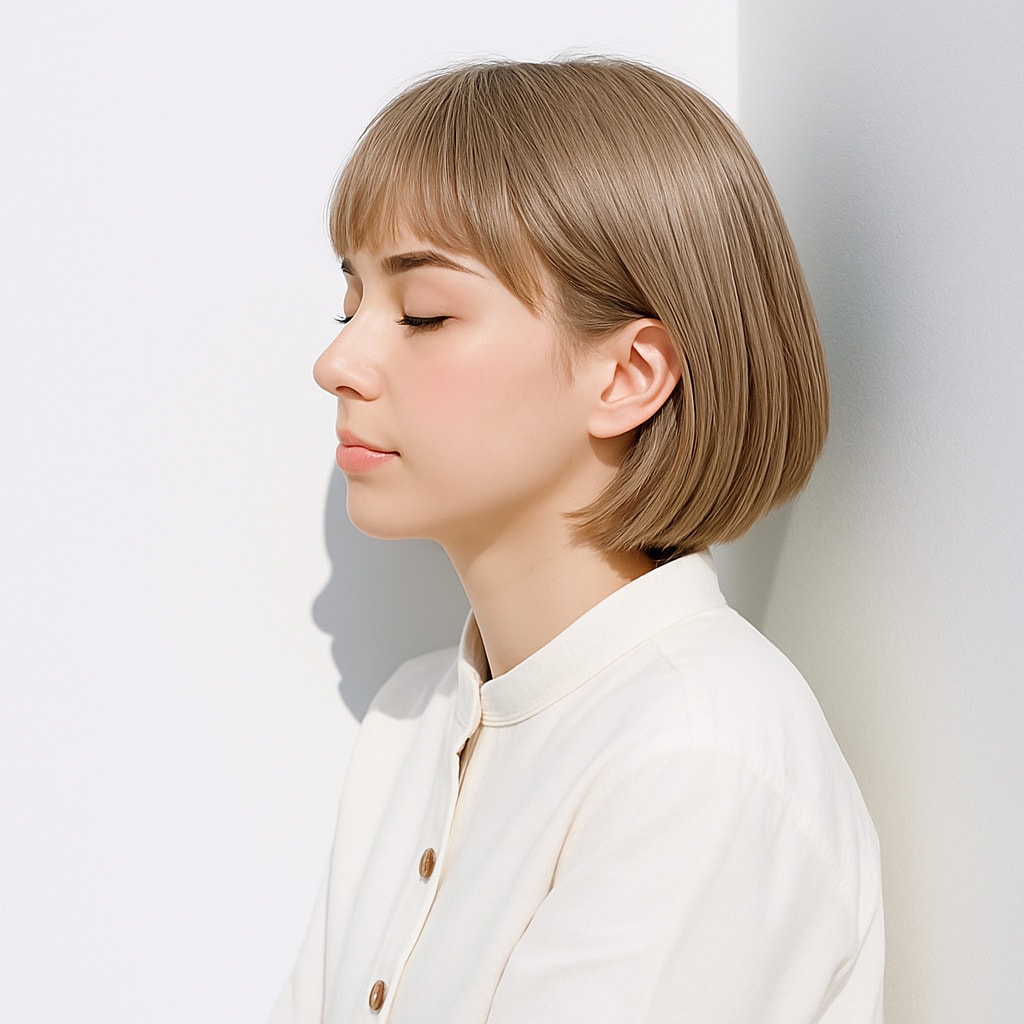 15. シアーベージュ×ストレートボブ：上品なツヤで魅力を引き出す