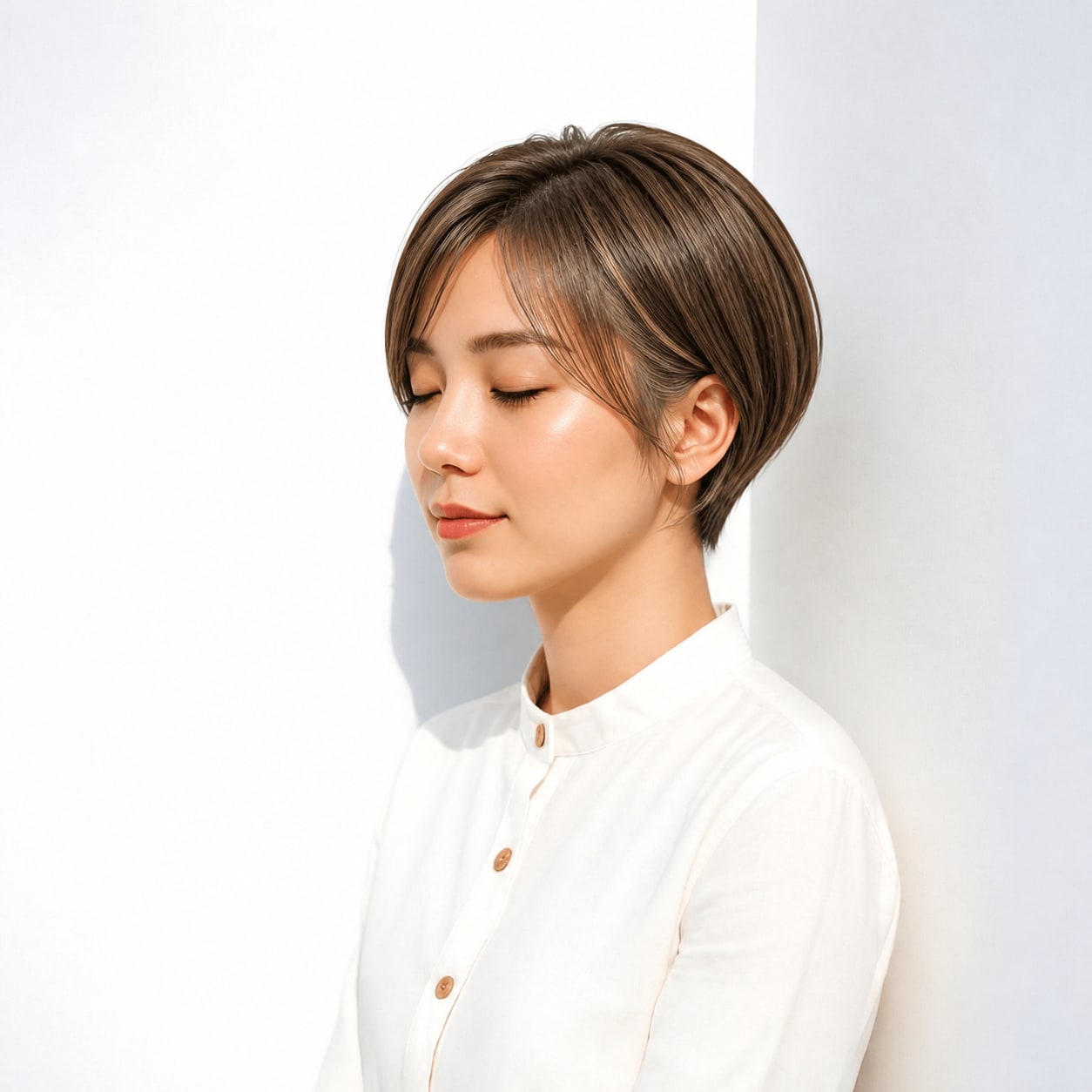 15. ショート × ベージュのインナーカラー：自然な立体感をプラス