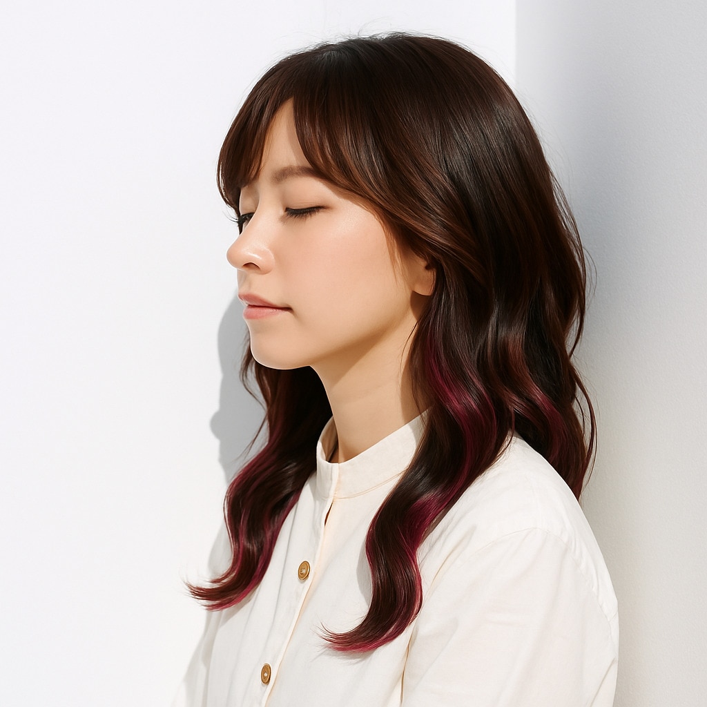 15. ローズピンク×インナーカラー：大人の遊び心をさりげなく演出