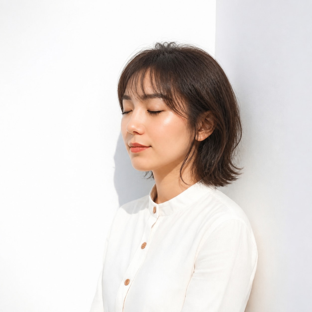 15. 長めボブ × 薄め前髪：ゆるい外ハネでナチュラルに