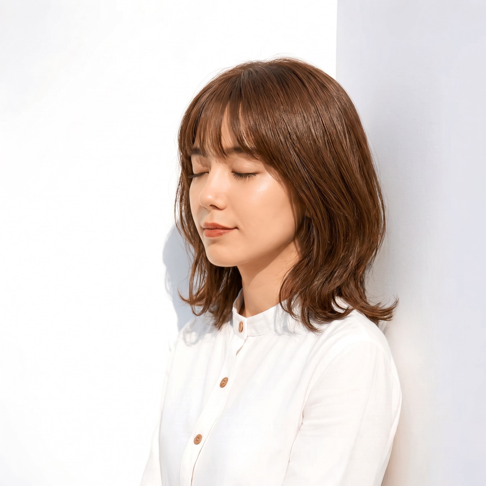 16. ココアブラウン×外ハネボブ: 赤みと深さを残したブラウンで外ハネボブが大人っぽくまとまる