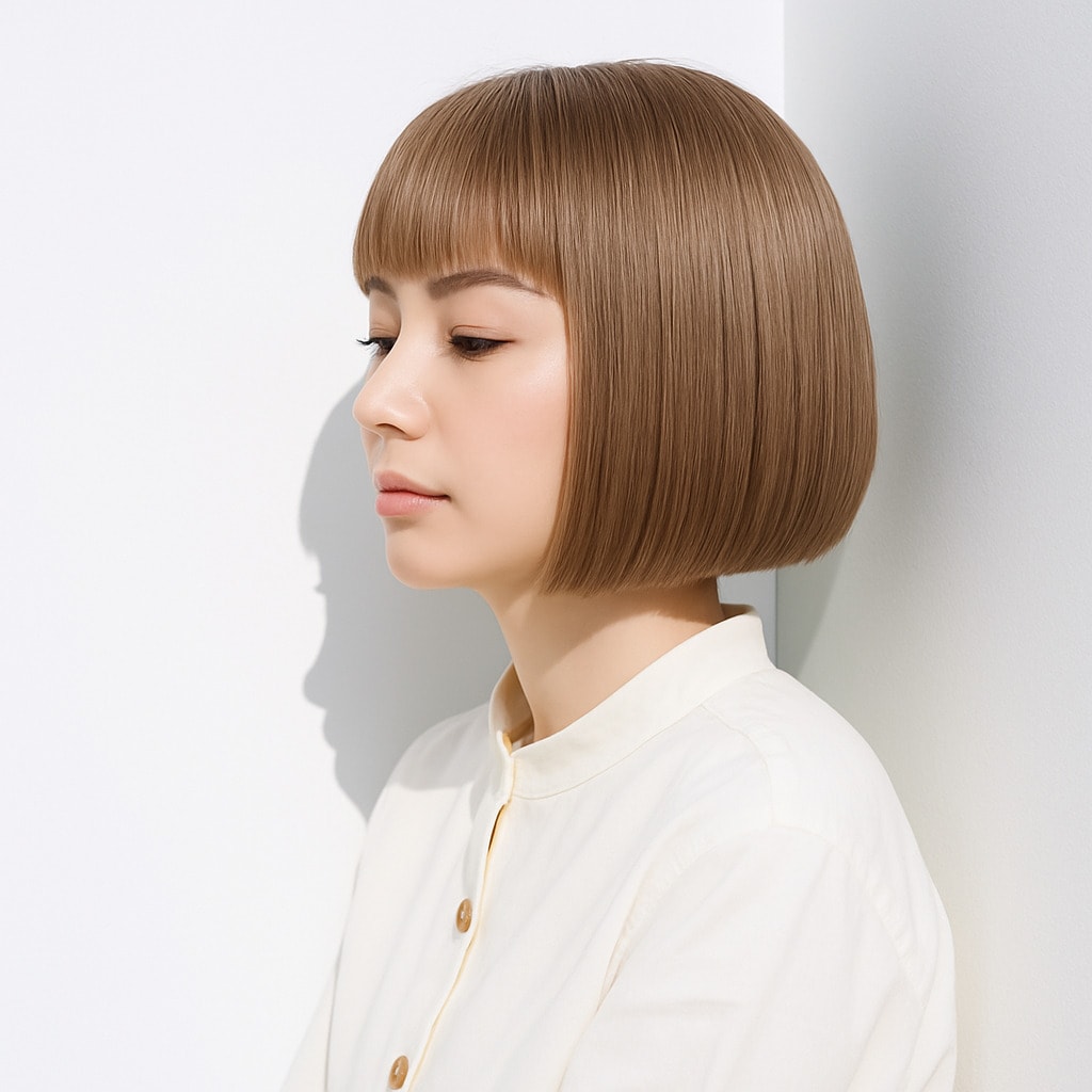 16. シアーベージュ×透明感：顔まわりを明るく見せる透け感