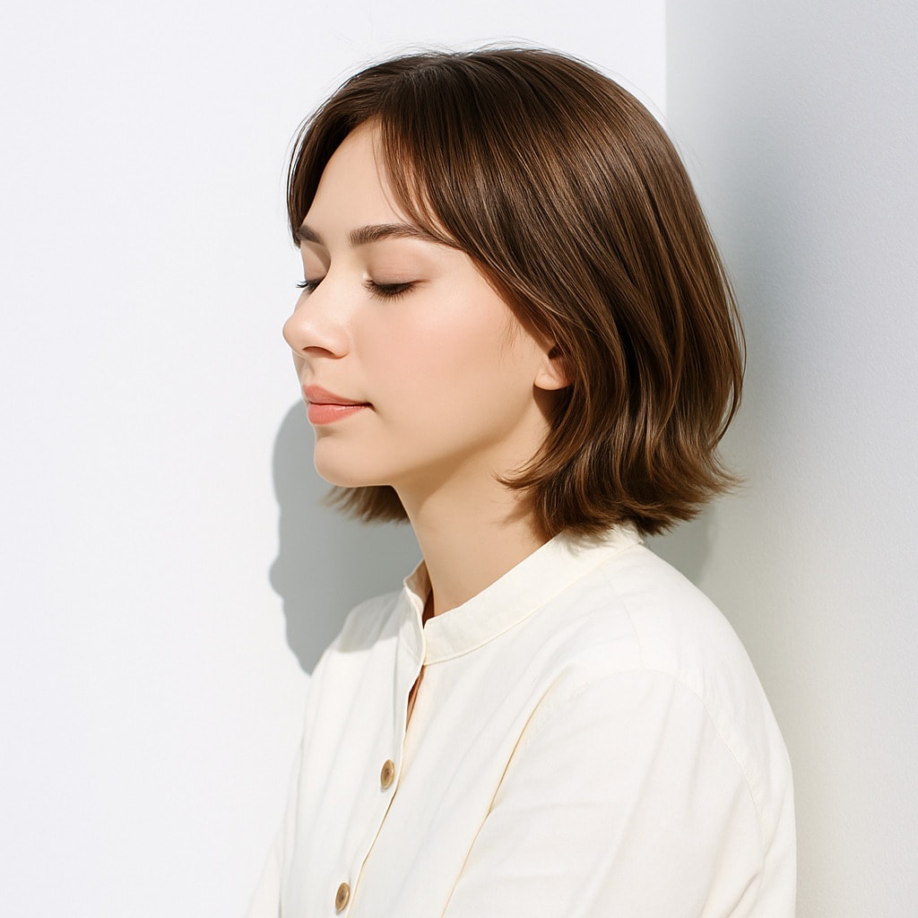 16. シナモンベージュ×ブリーチなし：ほどよい明るさがオシャレなヘアカラー