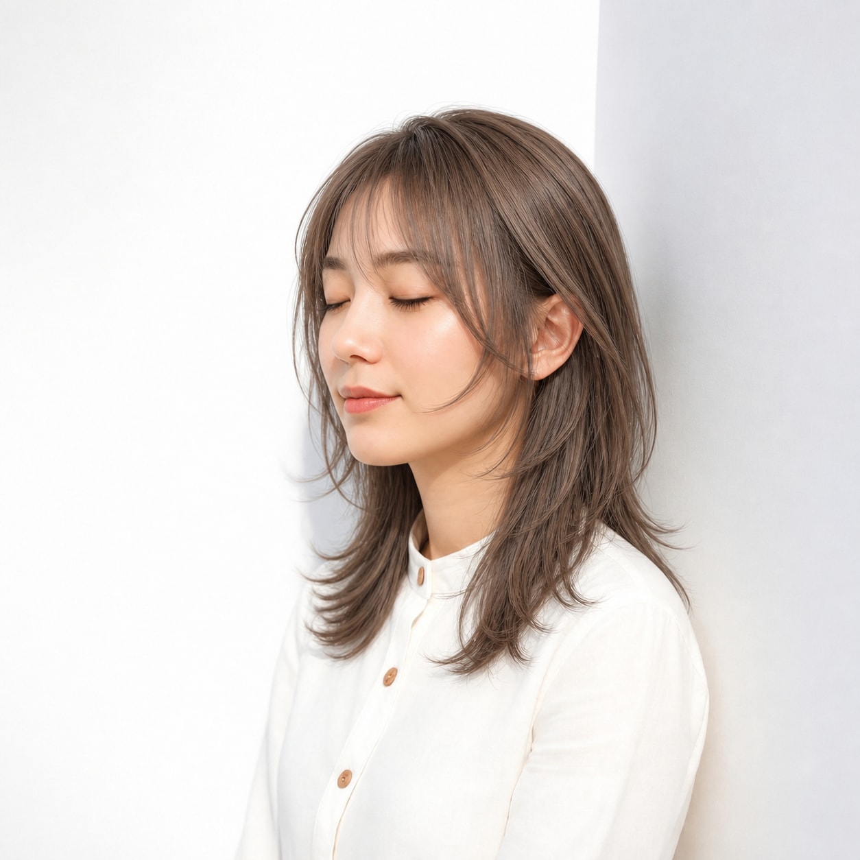 16. セミロングウルフ × ロングレイヤー：長さを残して軽やか