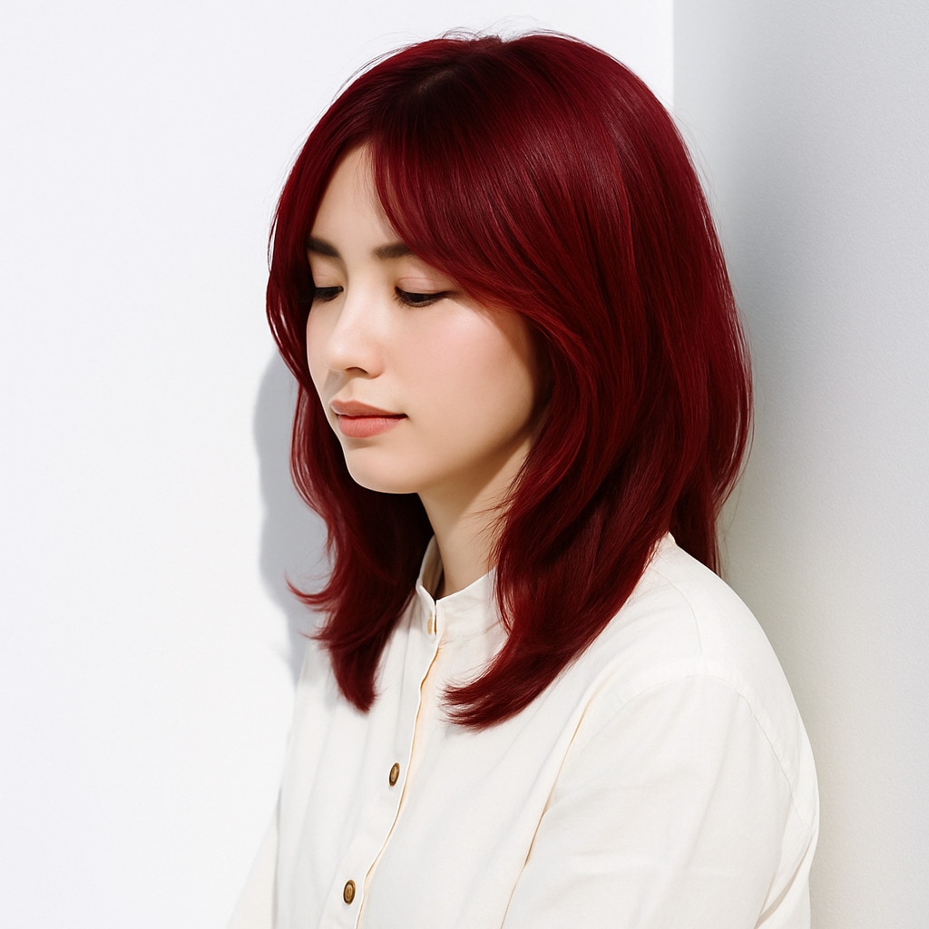 16. ピンクレッド×ミディアムレイヤー：しっとりとしたツヤで大人の魅力を引き出す