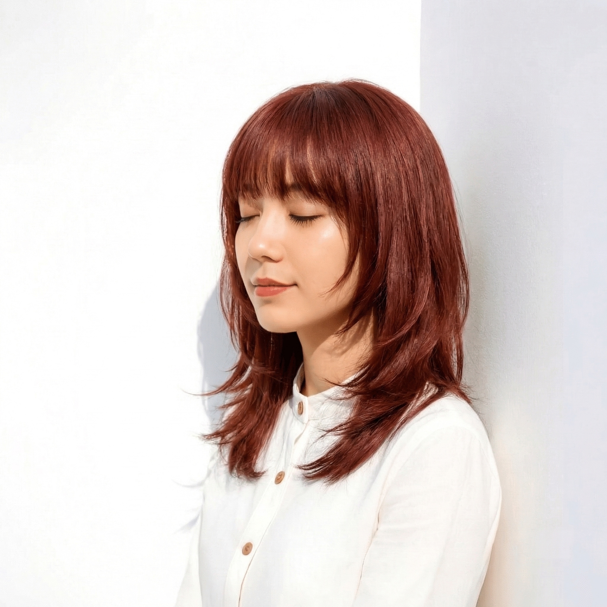 16._ウルフカット_軽めレイヤー_ピンクベージュ