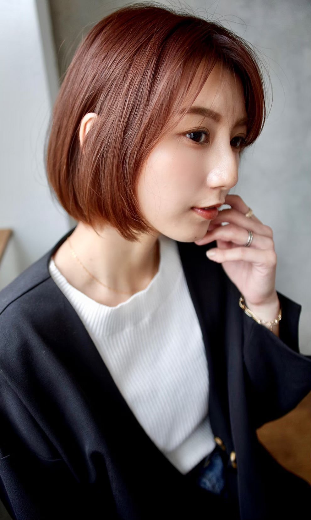 レッドブラウン髪色画像