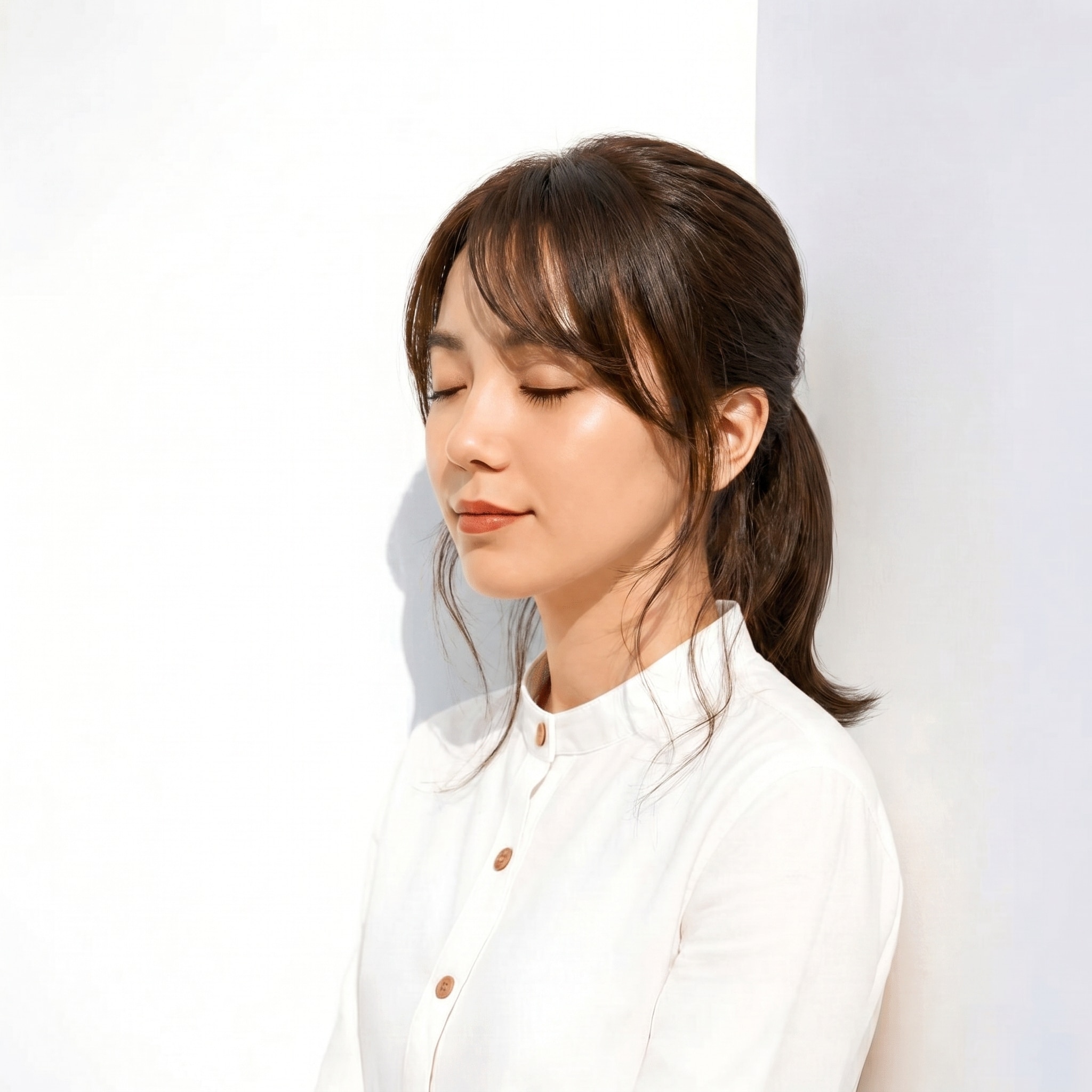 17. ショコラブラウン×上品: 前髪と後れ毛が揺れる落ち着いたスタイル