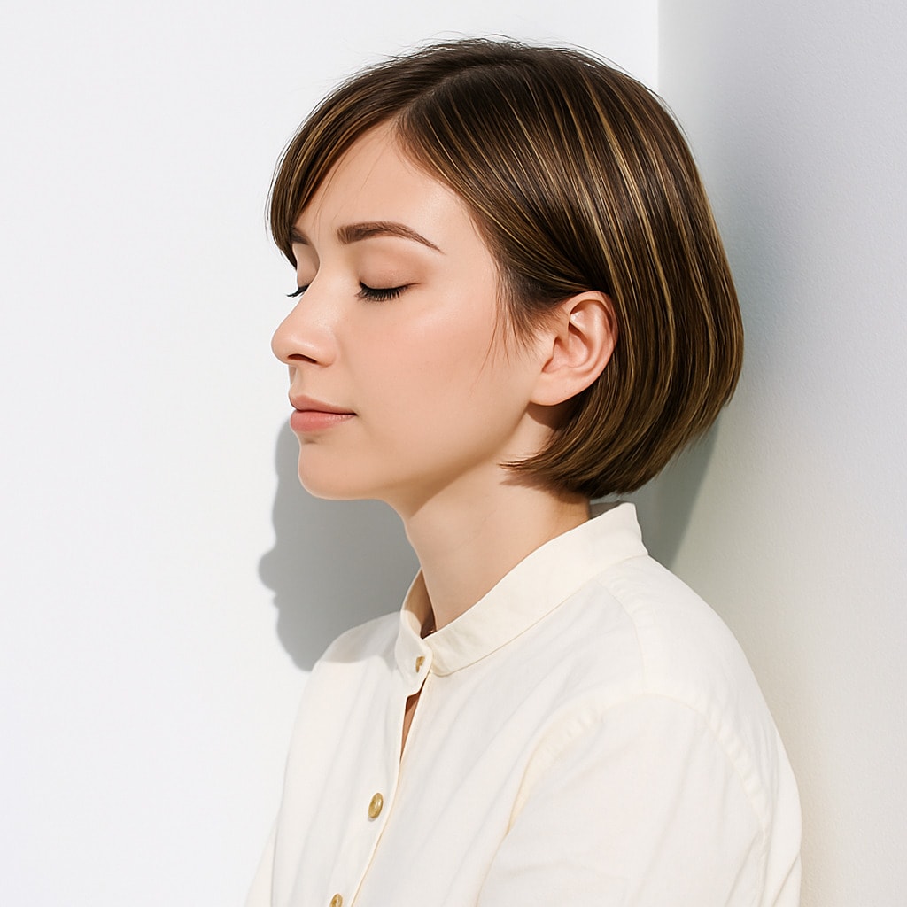 17. ショコラベージュ×ハイライト：さりげない立体感で顔まわりを明るく