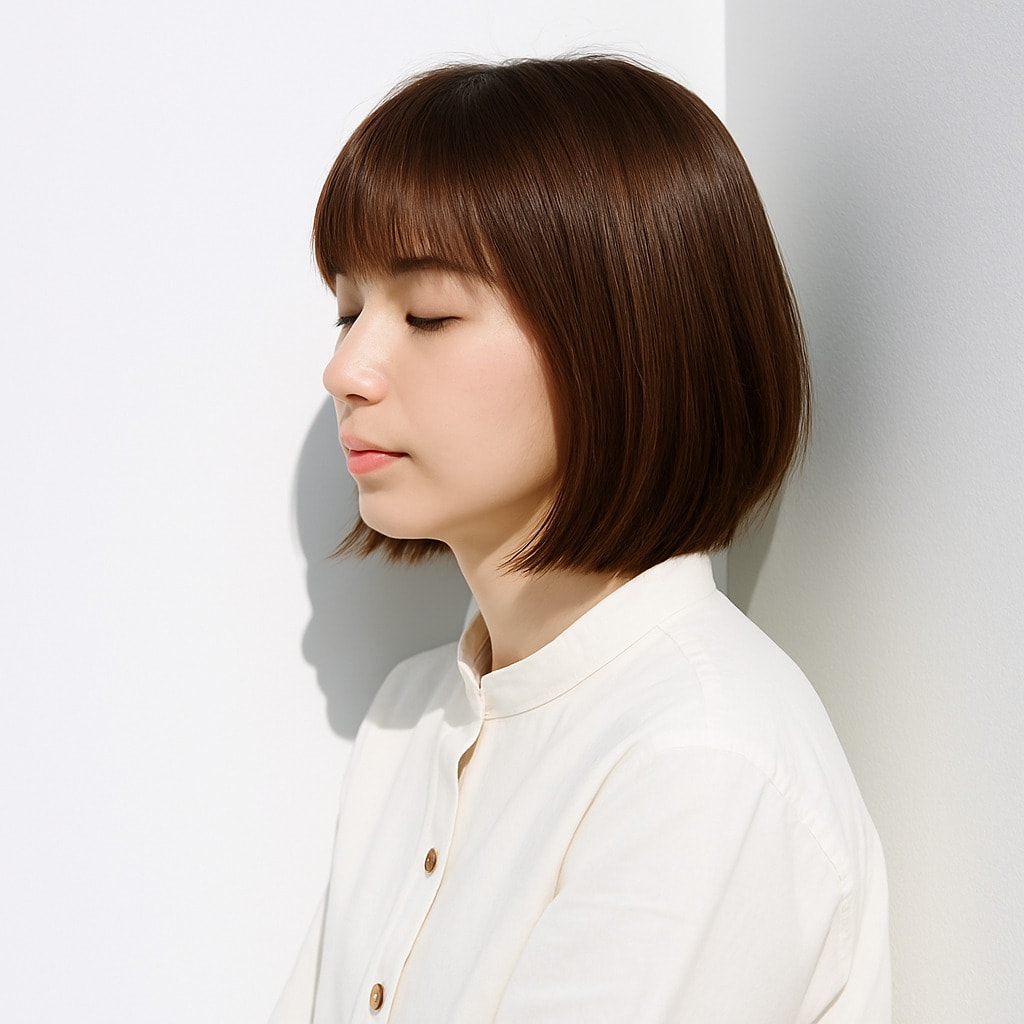 17. ブラウンベージュ×ナチュラルボブ：大人の清潔感を引き立てる