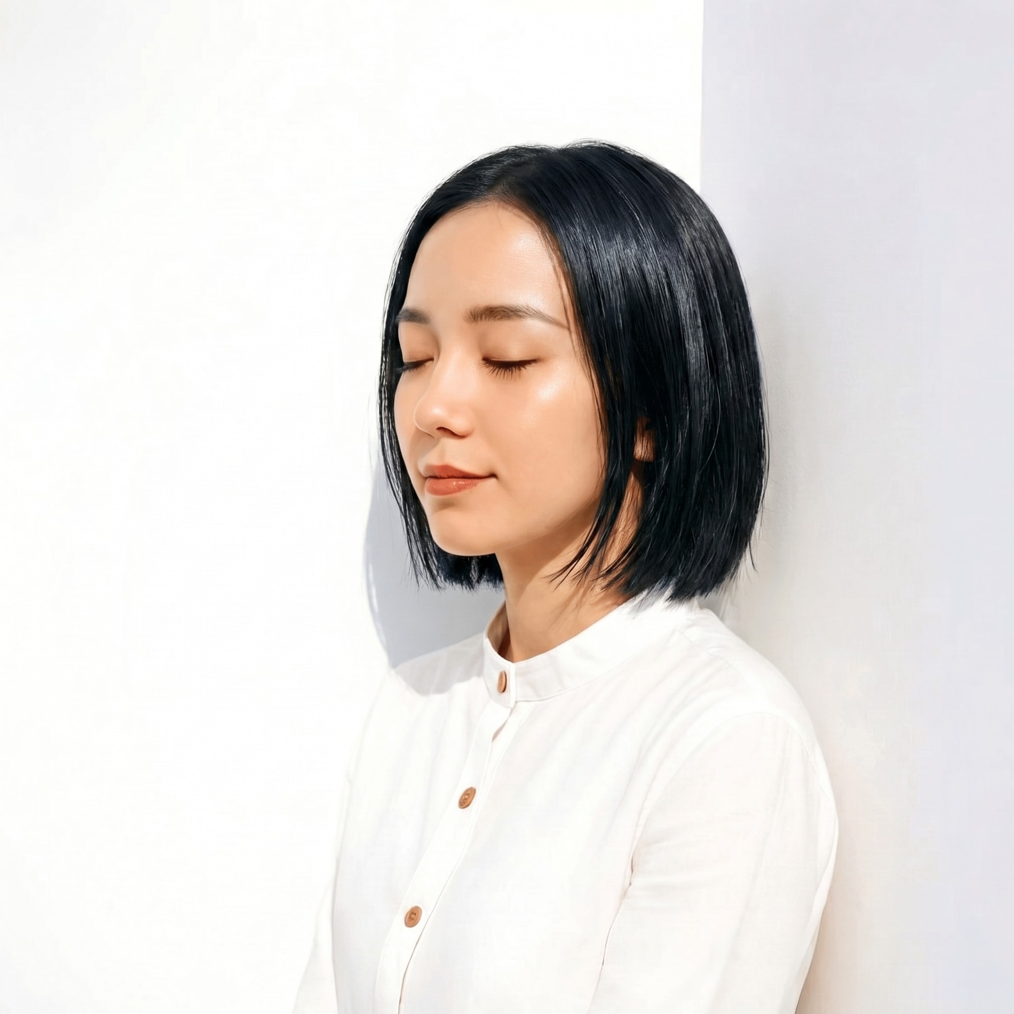 17. ブルーブラック×クールボブ: 地毛風カラーでさりげないクール感を演出