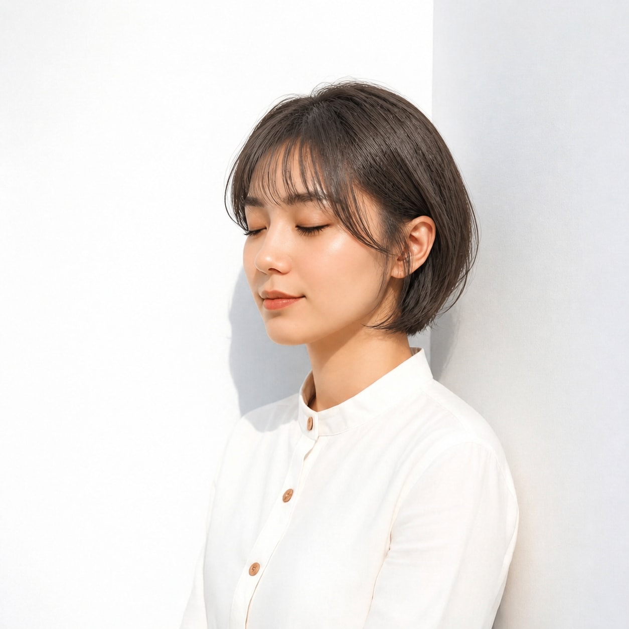 17. フレンチバング × ショートボブ：丸みをコンパクトに