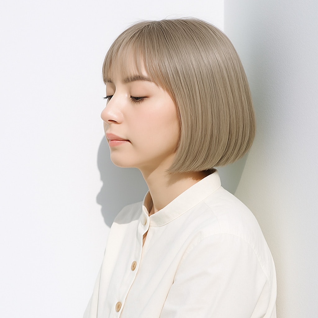 17. ホワイトベージュ×軽やか：顔まわりをふわりと包む魅力