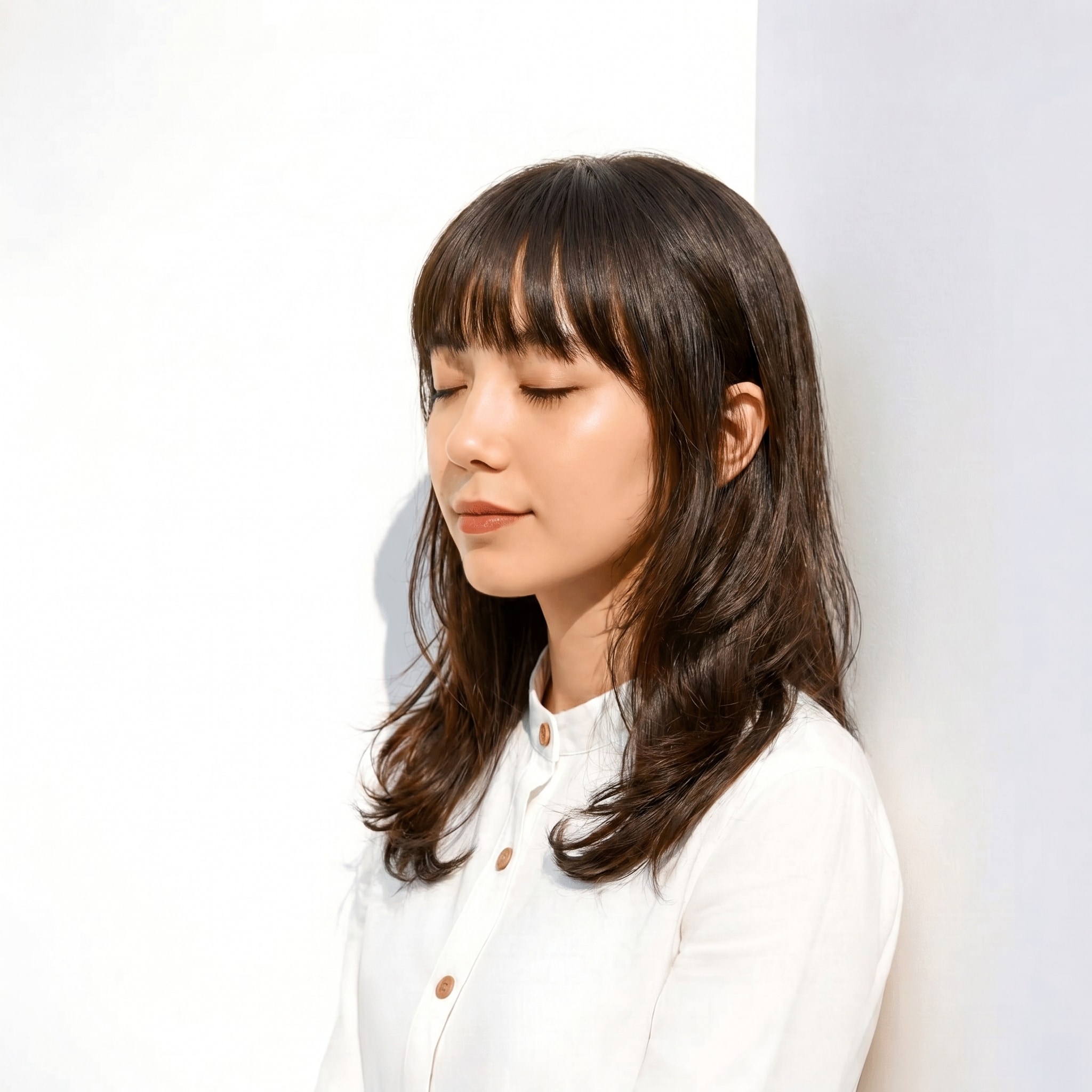 17. モカグレージュ×レイヤーミディアム: まろやかな発色で、派手すぎず優しい印象に