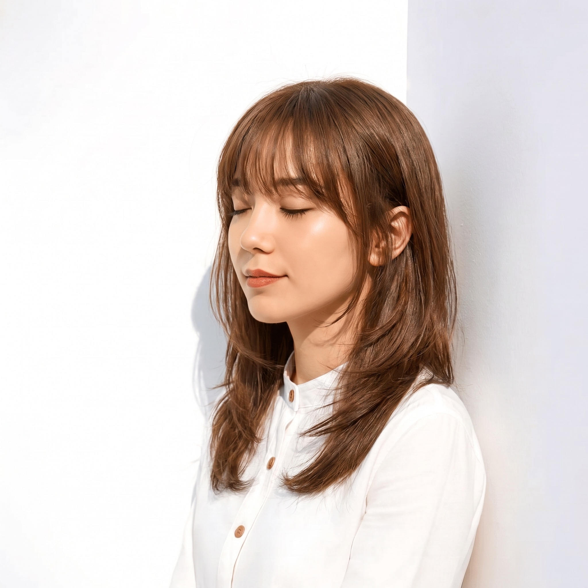 17. モカブラウン×ミディアム: 赤みと深さのバランスでミディアムに清潔感が出る