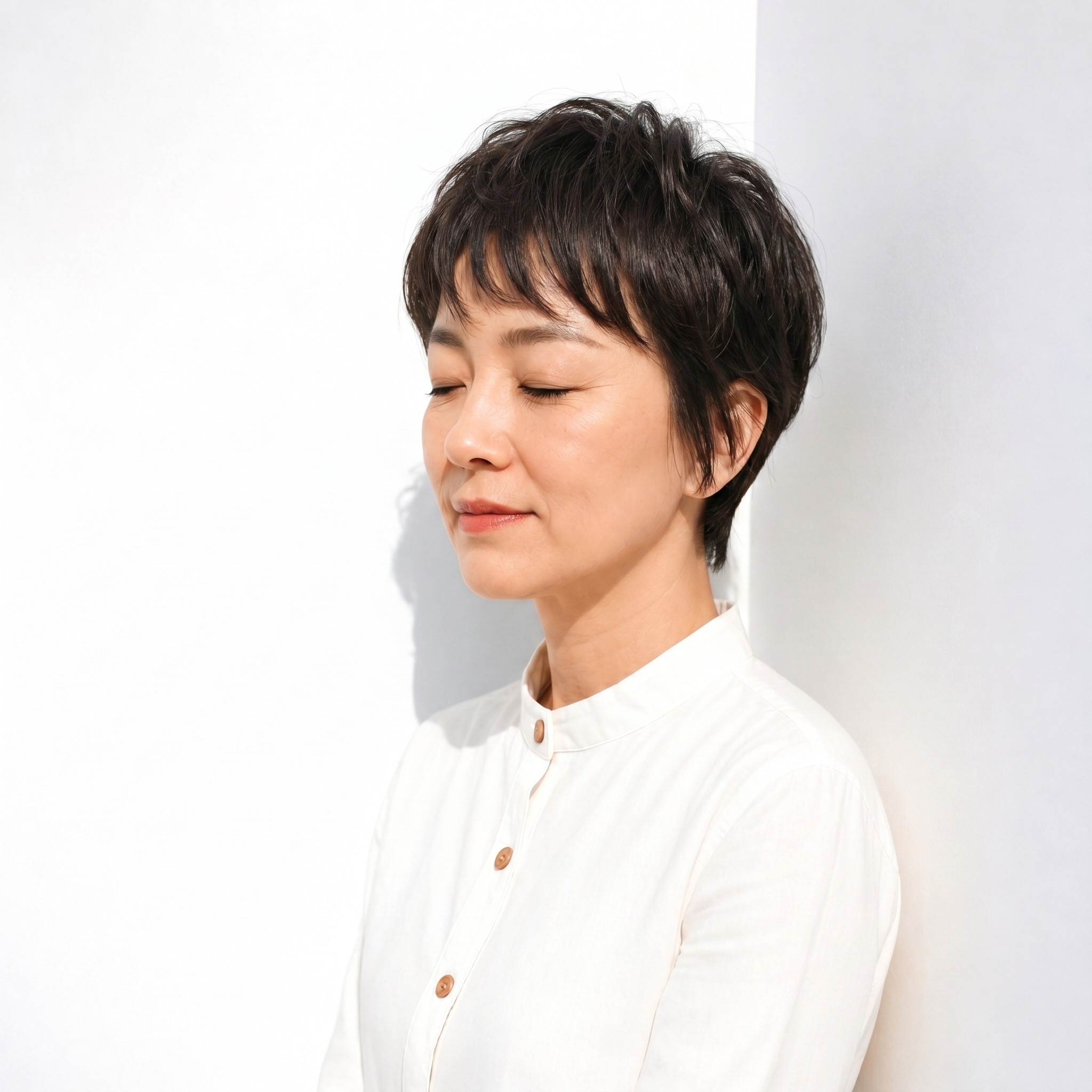 17. 前髪ありショート：束感バングで軽やかに見せるスタイル
