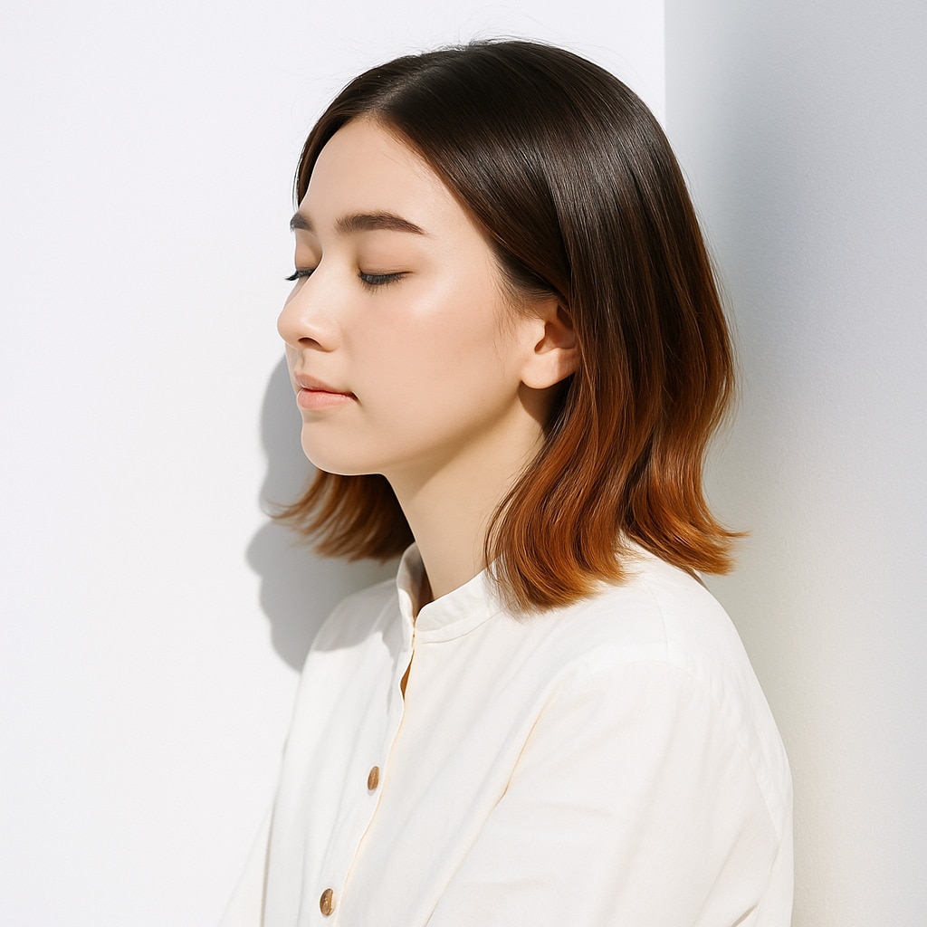 18. オレンジベージュ×グラデーションカラー：顔まわりを軽やかに彩る技ありヘア