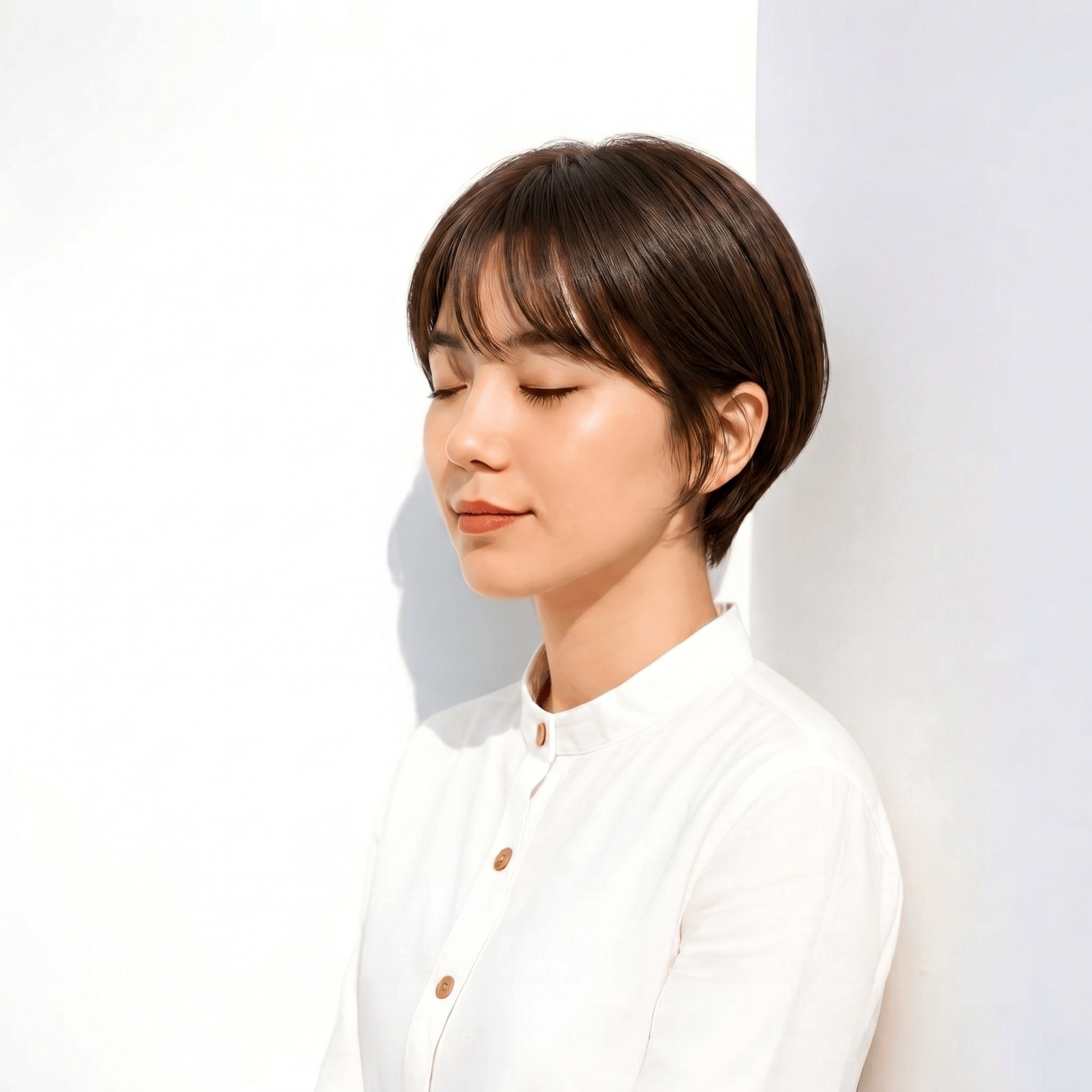 18. ショコラブラウン×ツヤ感: 丸みショートで均一なツヤを実現
