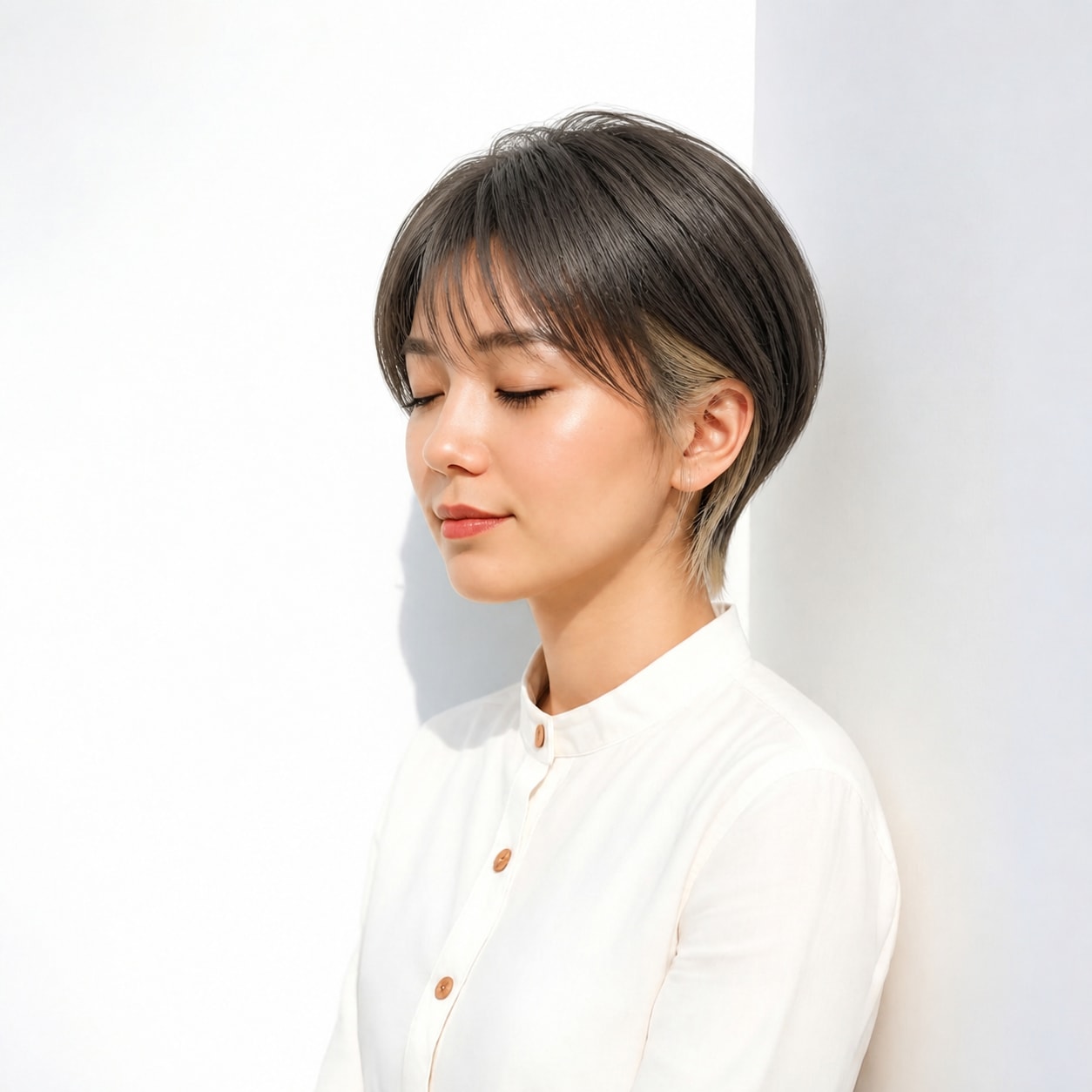 18. ショート × ブルーのインナーカラー：クールな耳元に