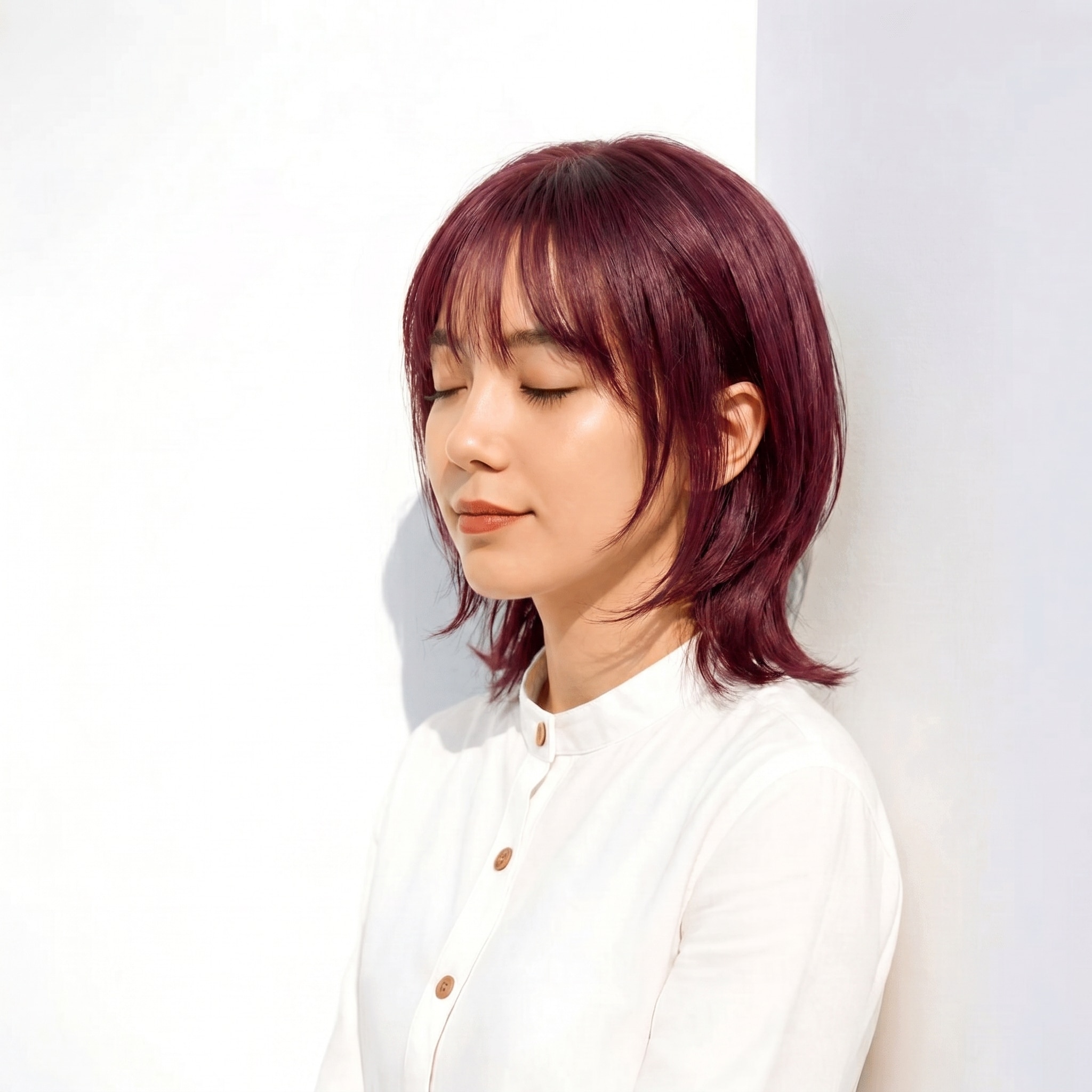 18. チェリーレッド×モード: 深い赤が落ち着きと華やかさを演出