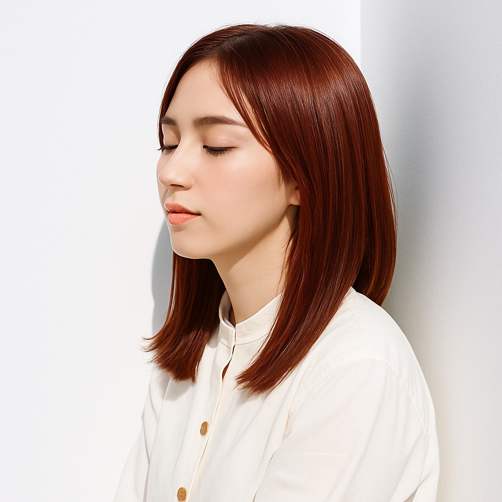 18. ピンクオレンジ×ブリーチなし：大人の女性に似合う優しさ