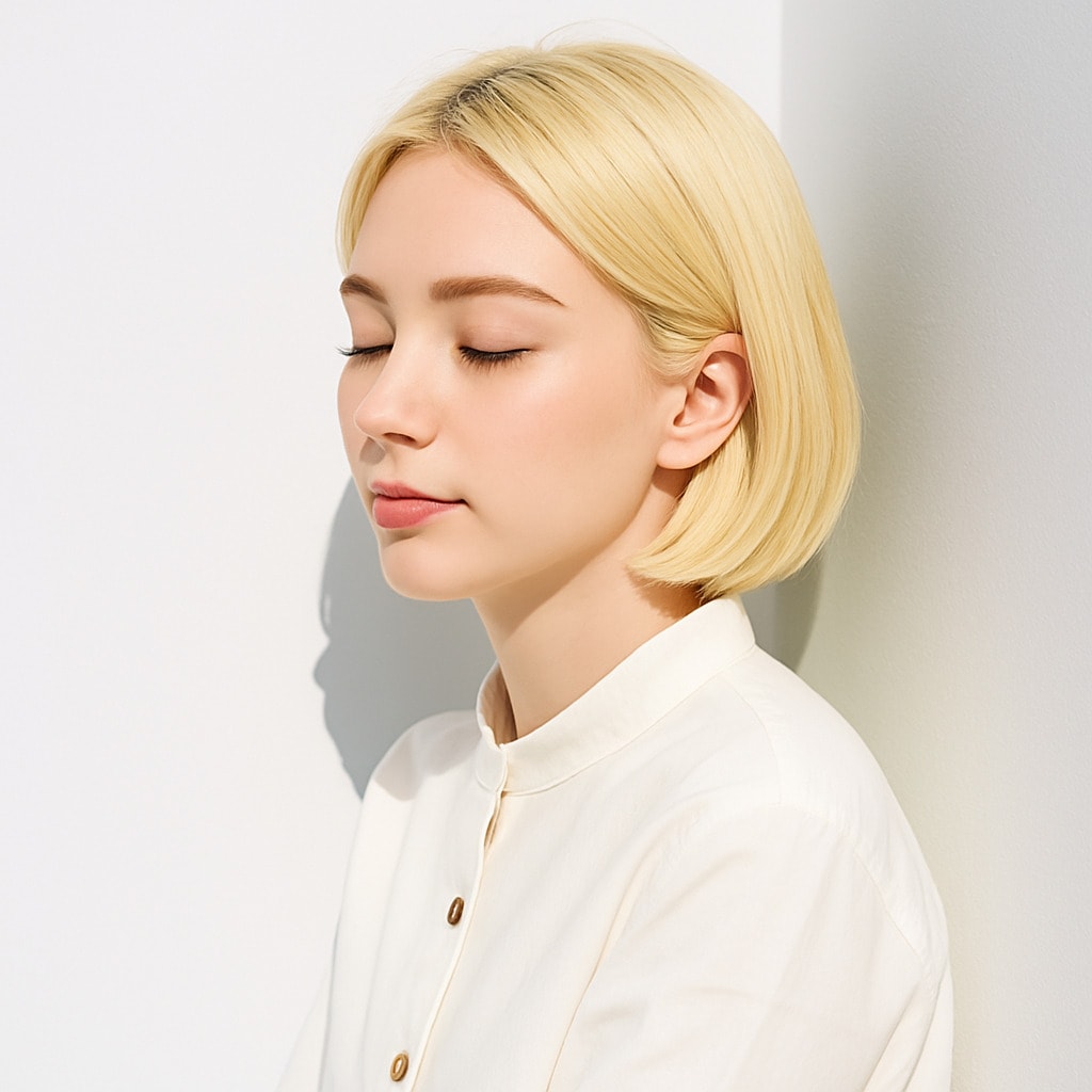 18. プラチナブロンド×ショートヘア：何気ないスタイルを格上げしてくれるカラー