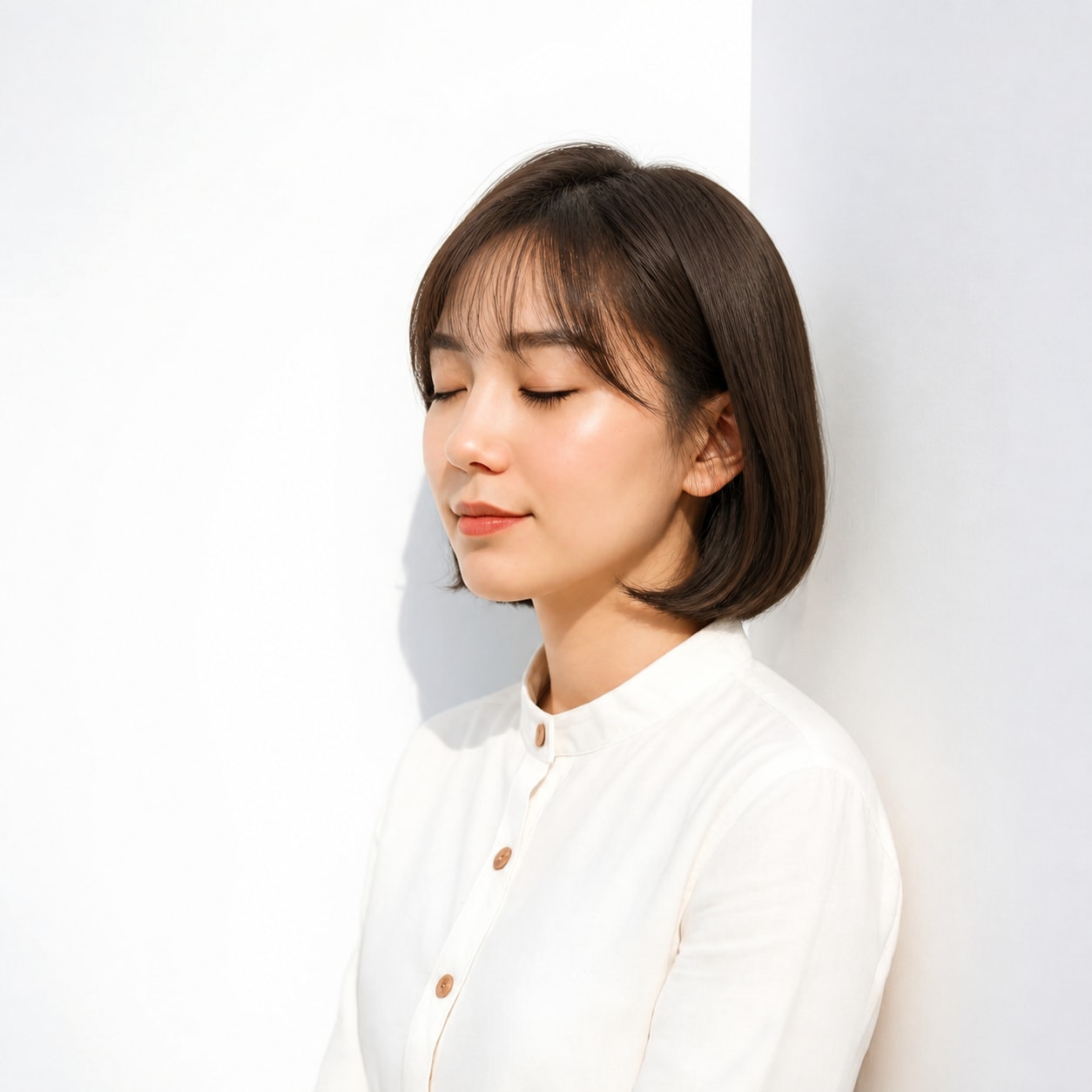 18. フレンチバング × 内巻きボブ：つややかに仕上げる