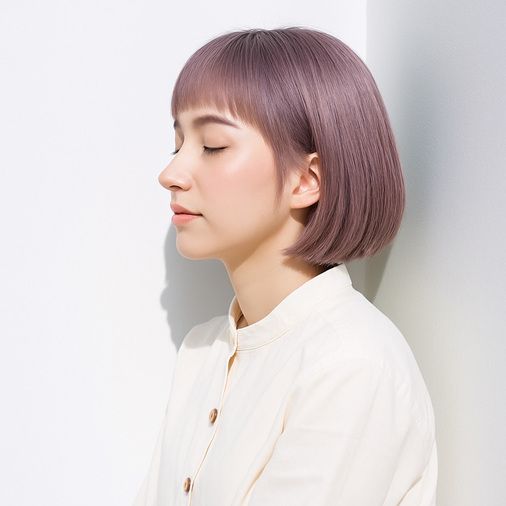 18. ホワイトピンク×くすみ：優しい甘さで際立つフェミニンスタイル