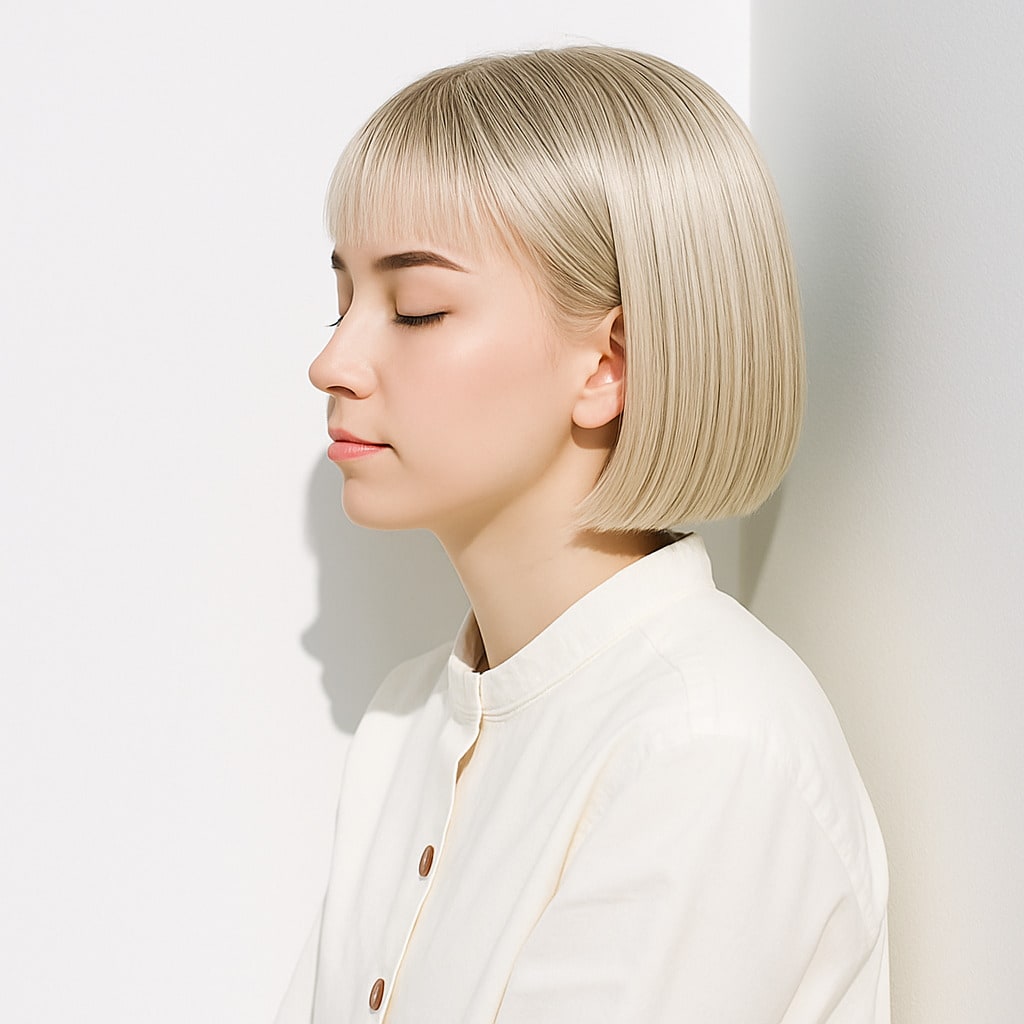 18. ホワイトブロンド×ツヤ感：やわらかなパールの輝きが続く