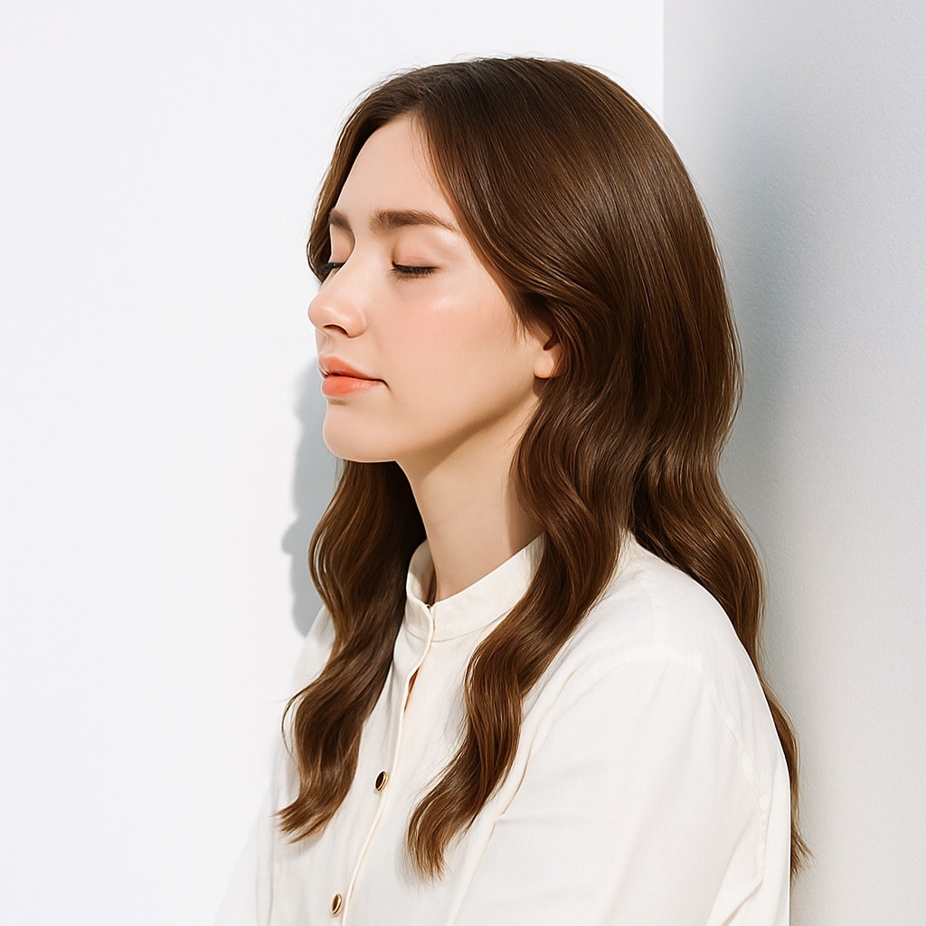 18. モカベージュ×こなれ感：髪と服が溶け合う洗練スタイルで