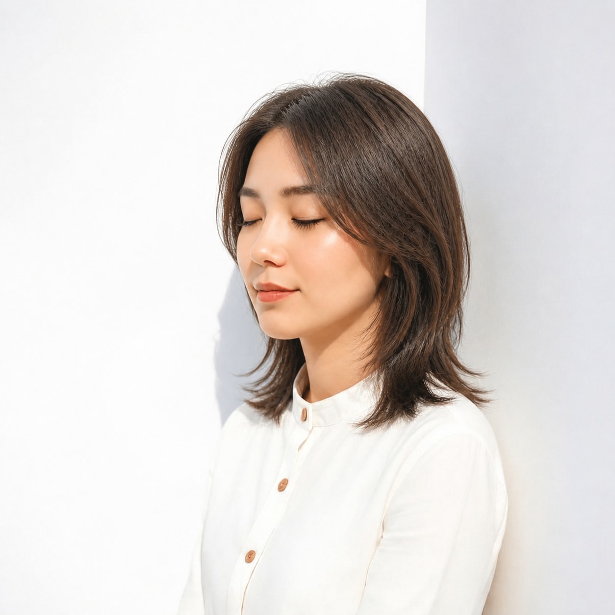 19. シャギーカット × アッシュブラウン：落ち着いた軽さに