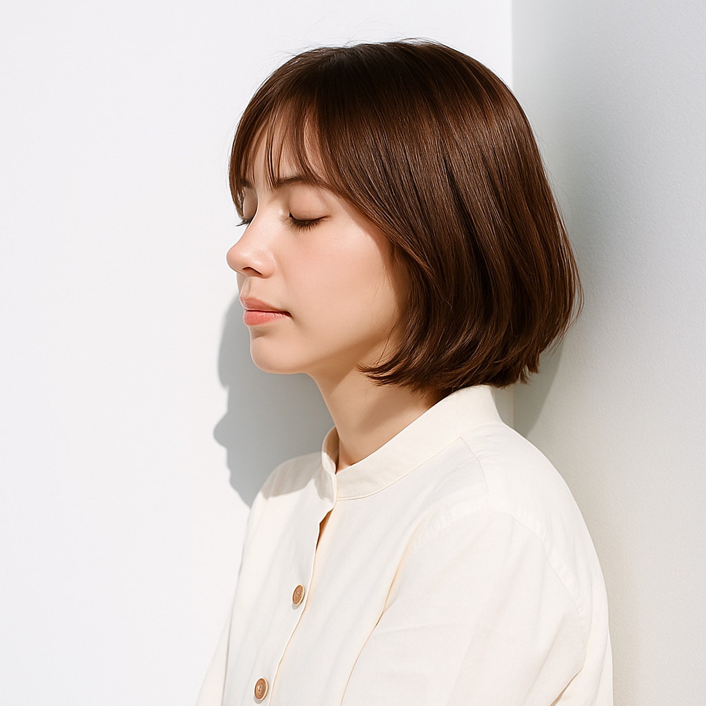 19. ショコラベージュ×コンパクトボブ：まろやかなツヤで顔まわりふんわり