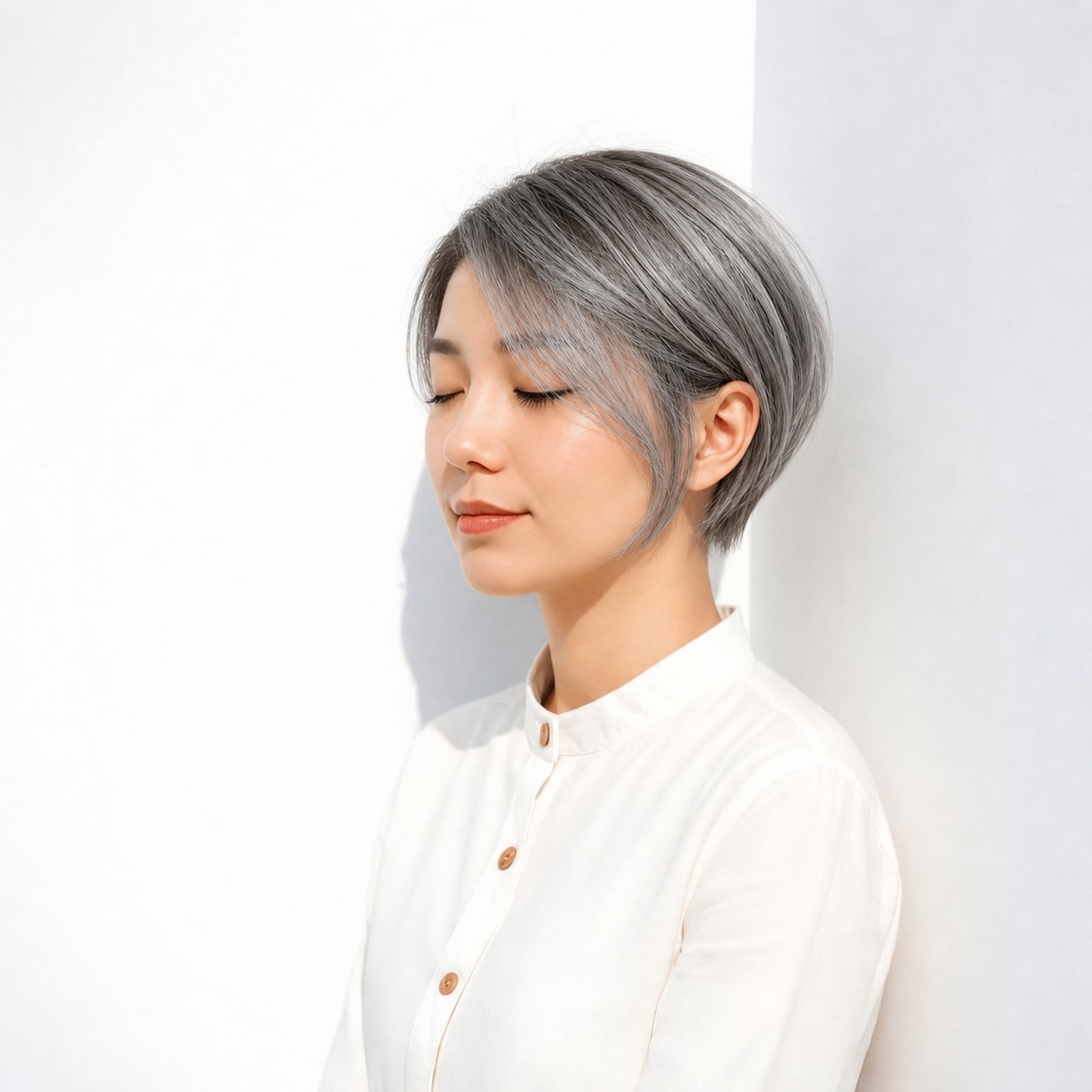 19. シルバーアッシュ×ショート: ショートの丸みにクールな明るさが出る